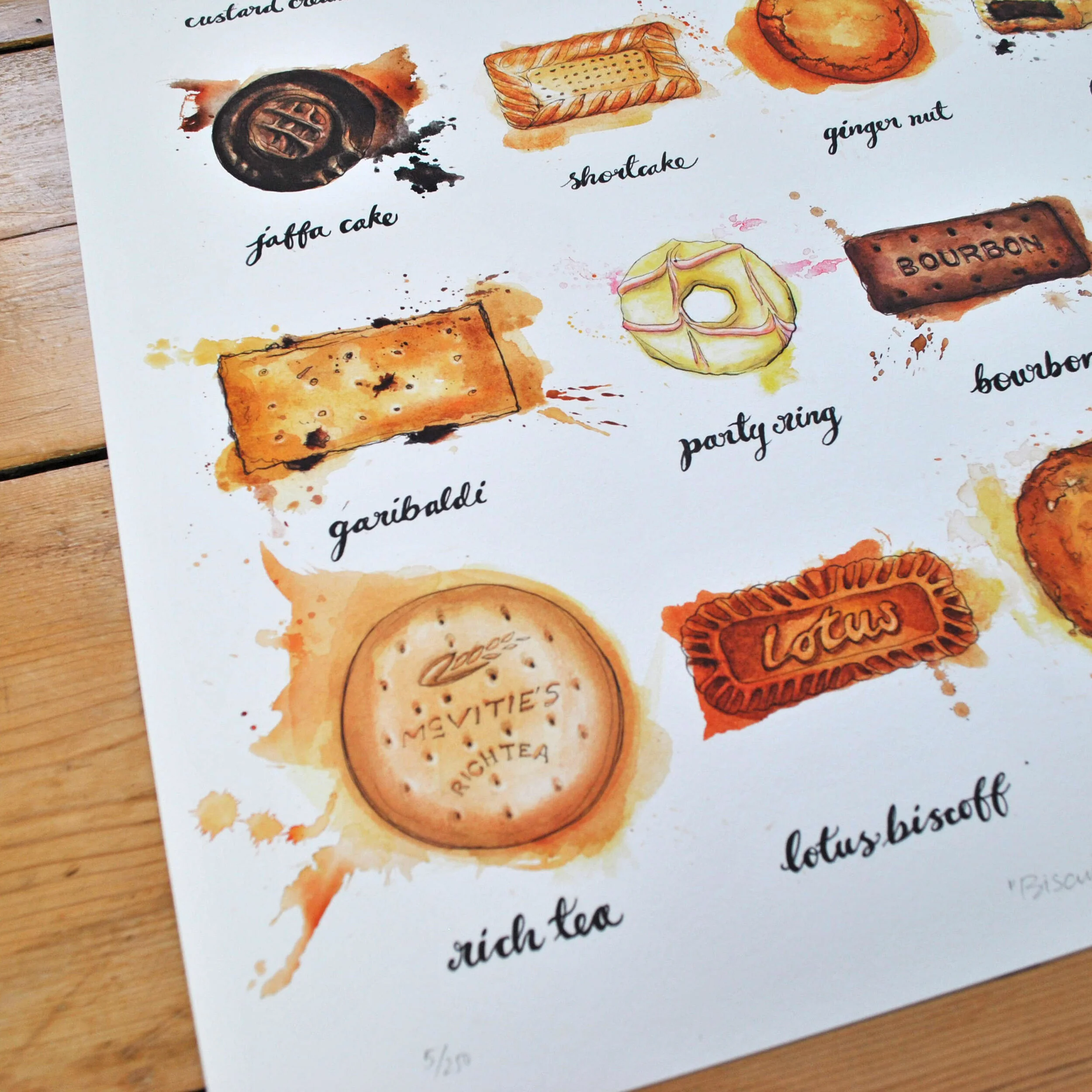 watercolour food artist and illustrator with paint splats