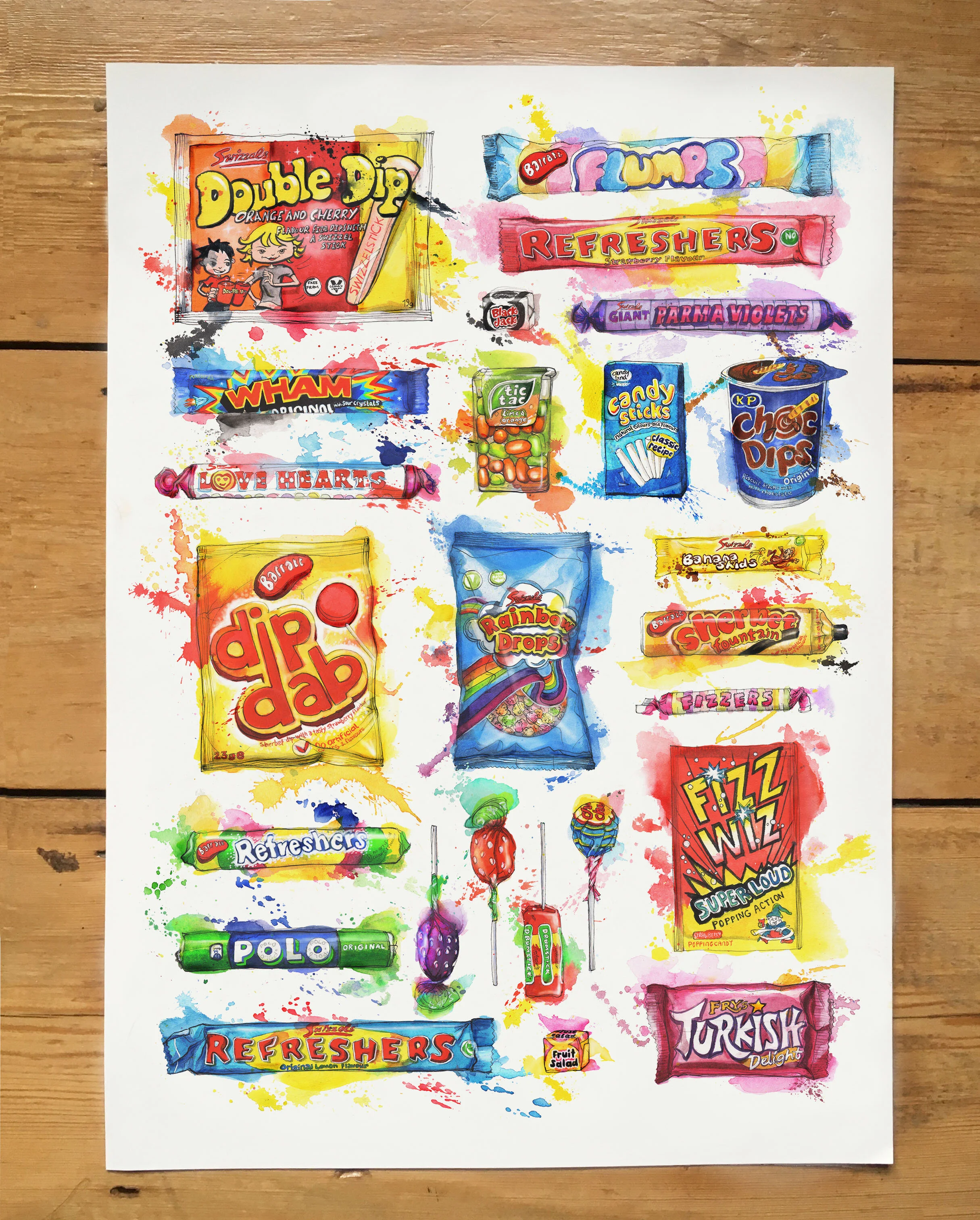 sweets fizz wizz dibdab refreshers art print