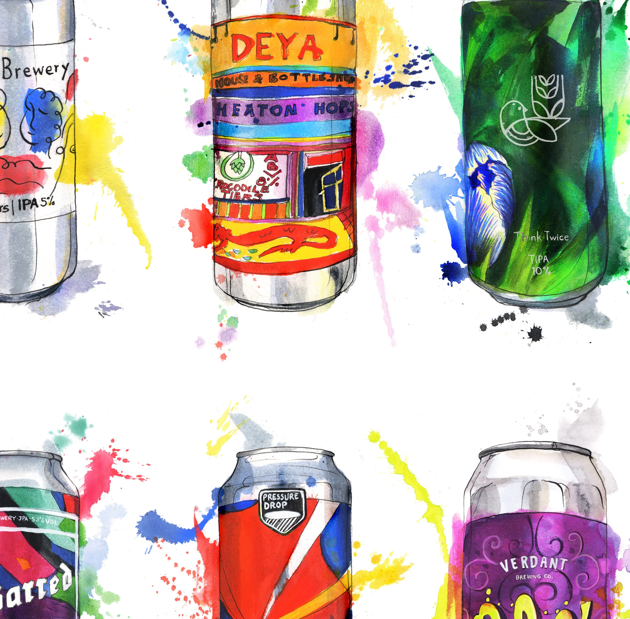 colourful can illustrations packaging designs
