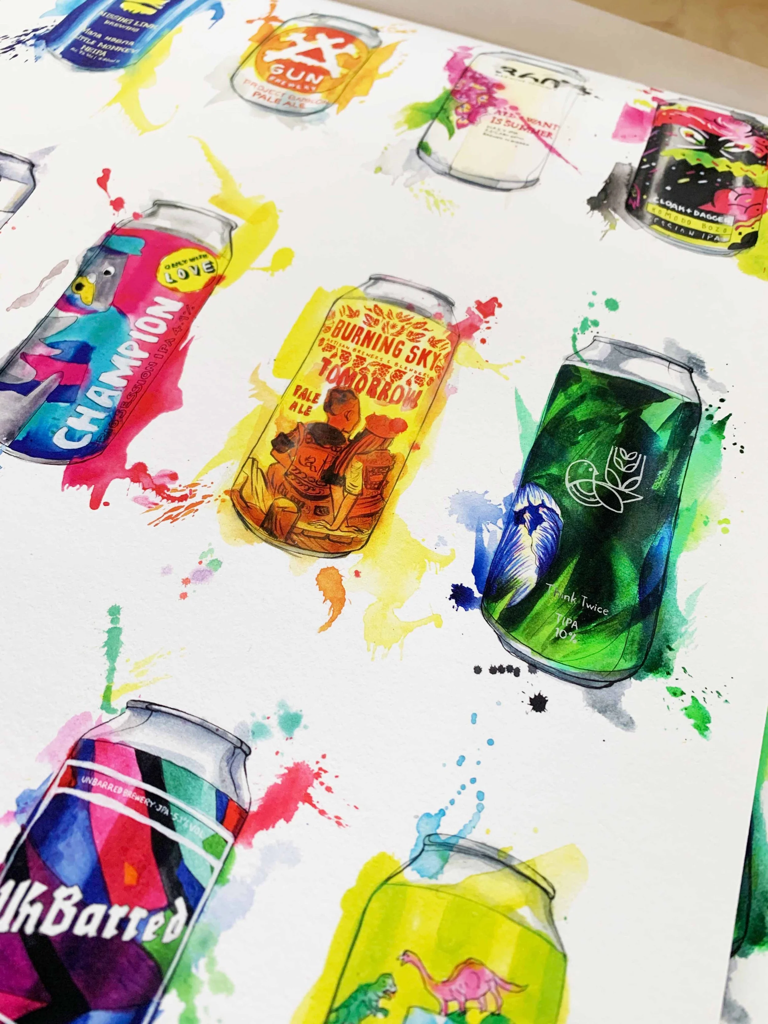 wall-print-of-local-sus-pale-ale-cans-brightly-illustrated-by