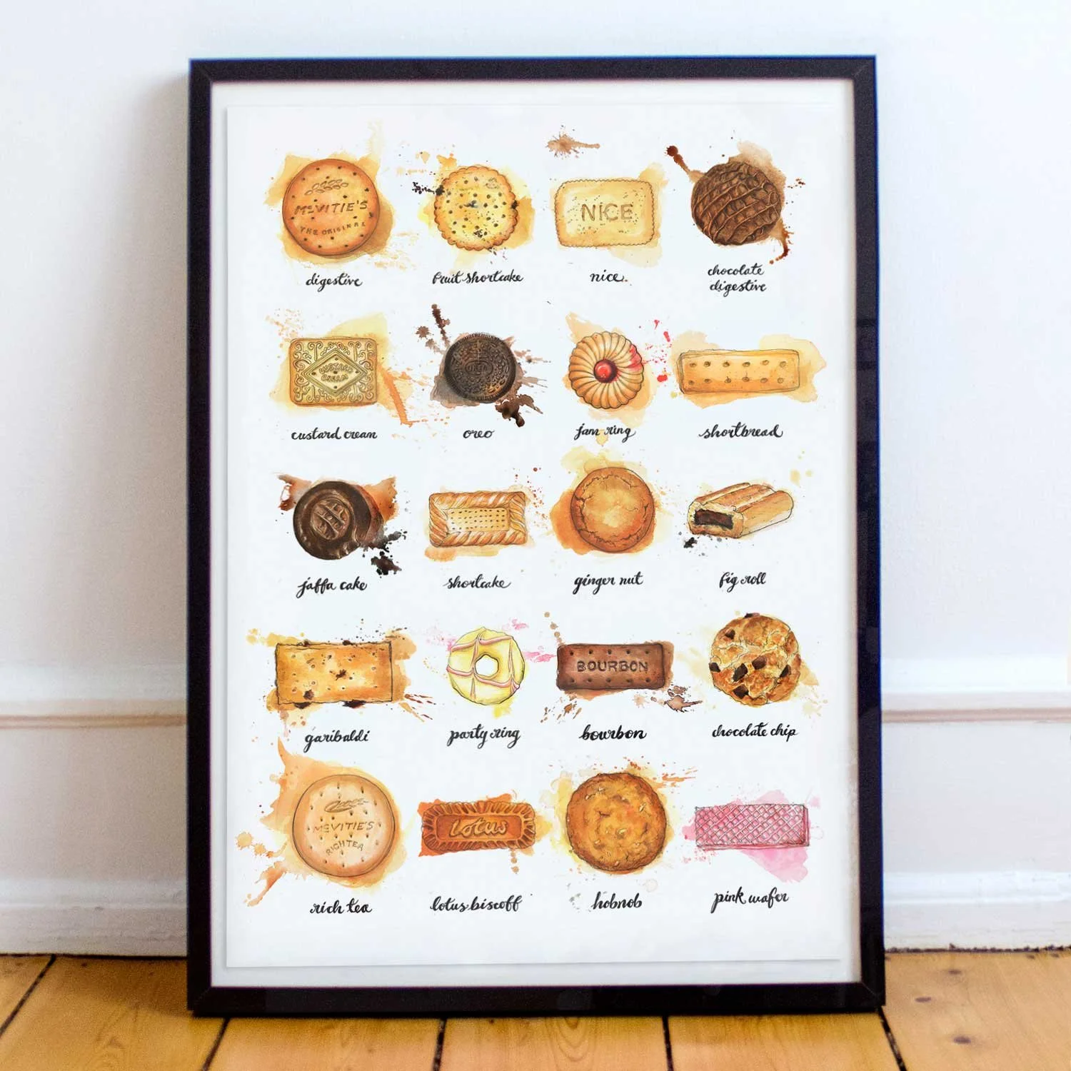 favourite biscuits art print framed