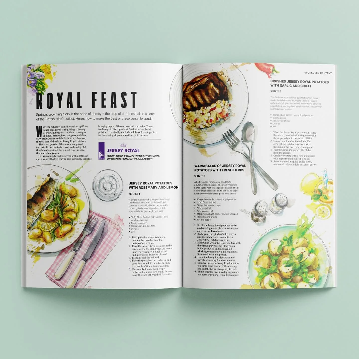 New Jersey Royal recipe illustrations for @thetimesmagazine 🥗🎨🖌️ 

#editorialillustration #watercolourillustration #jerseyroyals #thetimesillustration #freelanceillustrator #georginaluckillustrator #recipeillustration #foodillustration