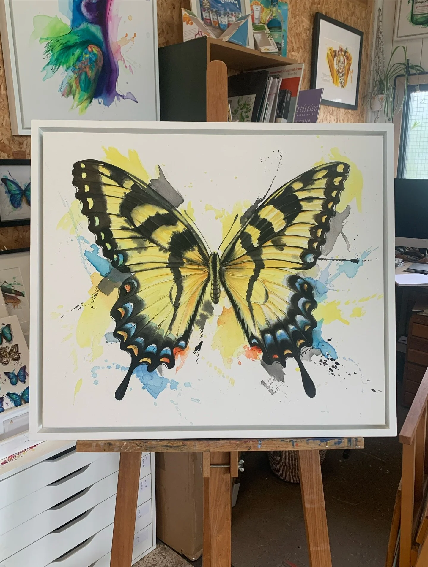 Loved creating this ink on canvas original painting for @jackie_s2m of the stunning Eastern Tiger Swallowtail 🦋

#throwbackthursday #commission #hangitup #frameit #wallart #canvas #swallowtail #butterfly #ink #watercolourbutterfly #artstudio #georgi