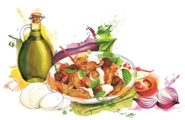 The Gambadella traditional pasta siciliana recipe and ingredients illustrated for Aldi 🍅

Random fact - this is apparently Harrison Fords favourite dish🫒😂✍️

#pastaillustration #recipeillustration #newspaperillustration #aldiillustration #harrison