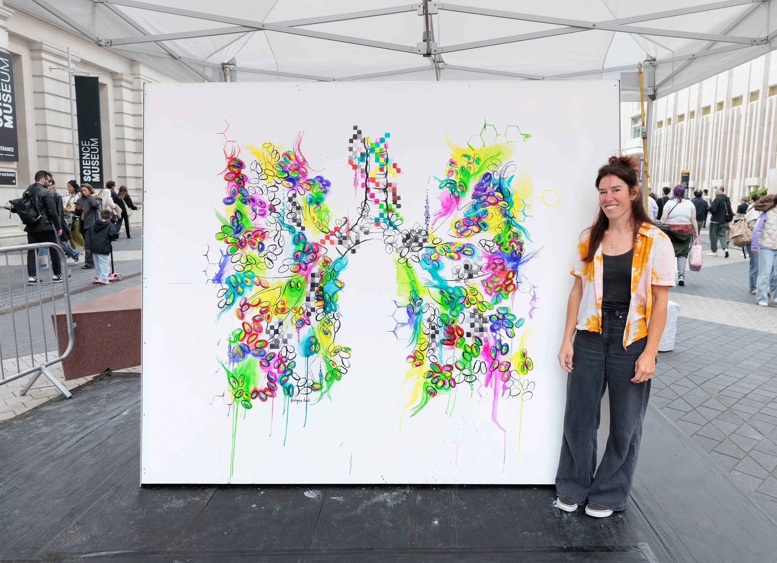 Live painting over the weekend of the Great Exhibition Road Festival last month 🩵 along with ten other artists to explore and interpret areas of cutting edge Imperial College research. Co-curated by @interplayprojects 

Works are now on display at I