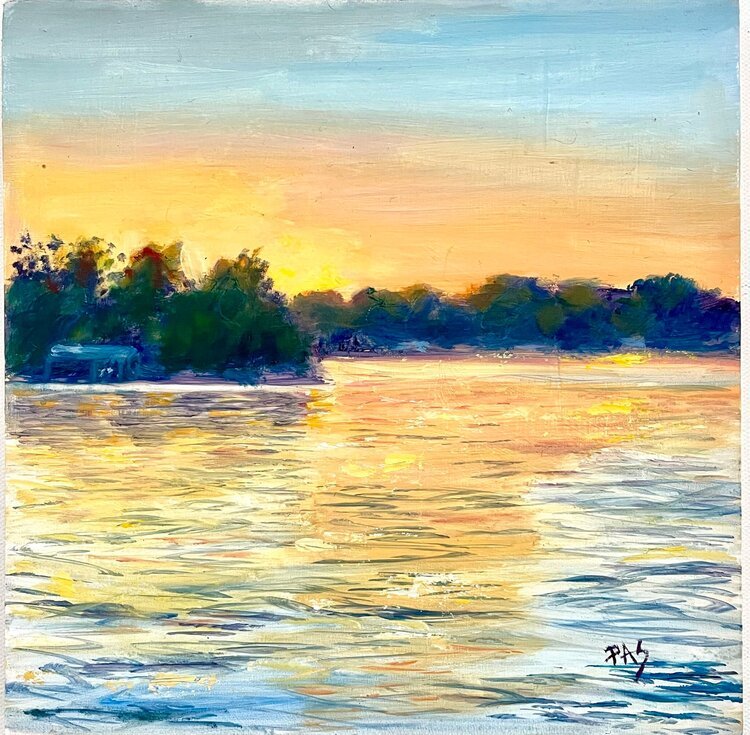 "Sunset on Smith #3" 8x8 Oil on Wood Painting, Sold as part of "Sunset on Smith Summer 2021 Collection," for $100