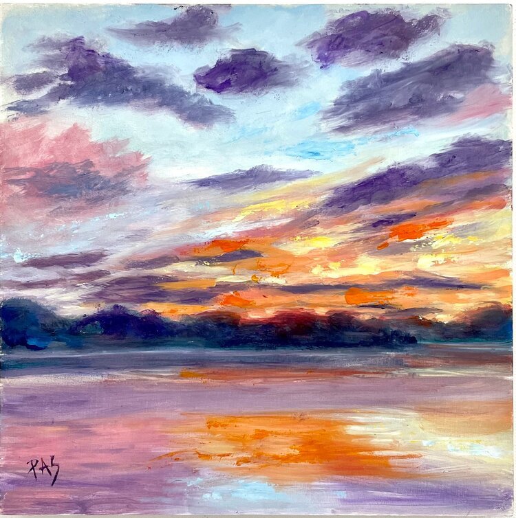 "Sunset on Smith #5" 8x8 Oil on Wood Painting, Sold as part of "Sunset on Smith Summer 2021 Collection," for $100