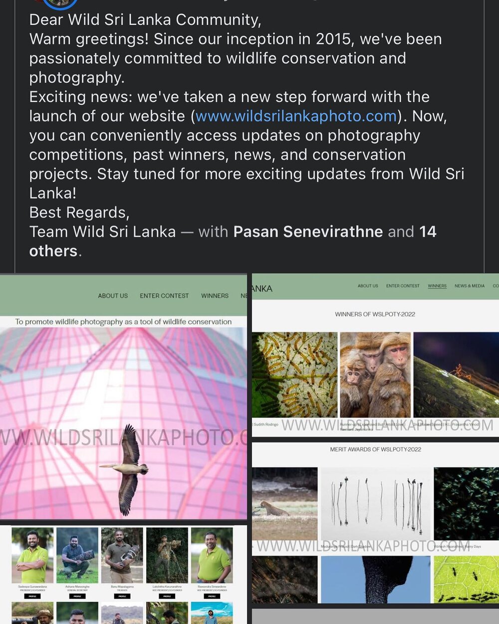 Dear Wild Sri Lanka Community,

Warm greetings! Since our inception in 2015, we&rsquo;ve been passionately committed to wildlife conservation and photography. 
Exciting news: we&rsquo;ve taken a new step forward with the launch of our website (www.wi