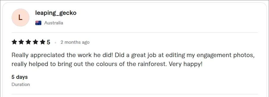 Real client reviews from photographers, travelers, and safari guests who have trusted my wildlife, safari, and nature photo editing services.