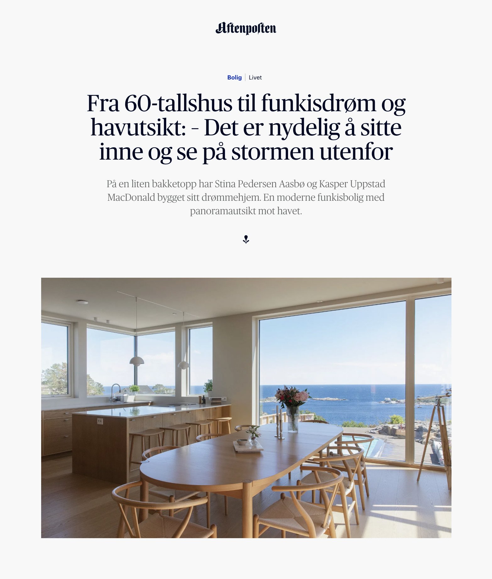 Enebolig med fantastisk havutsikt i Aftenposten