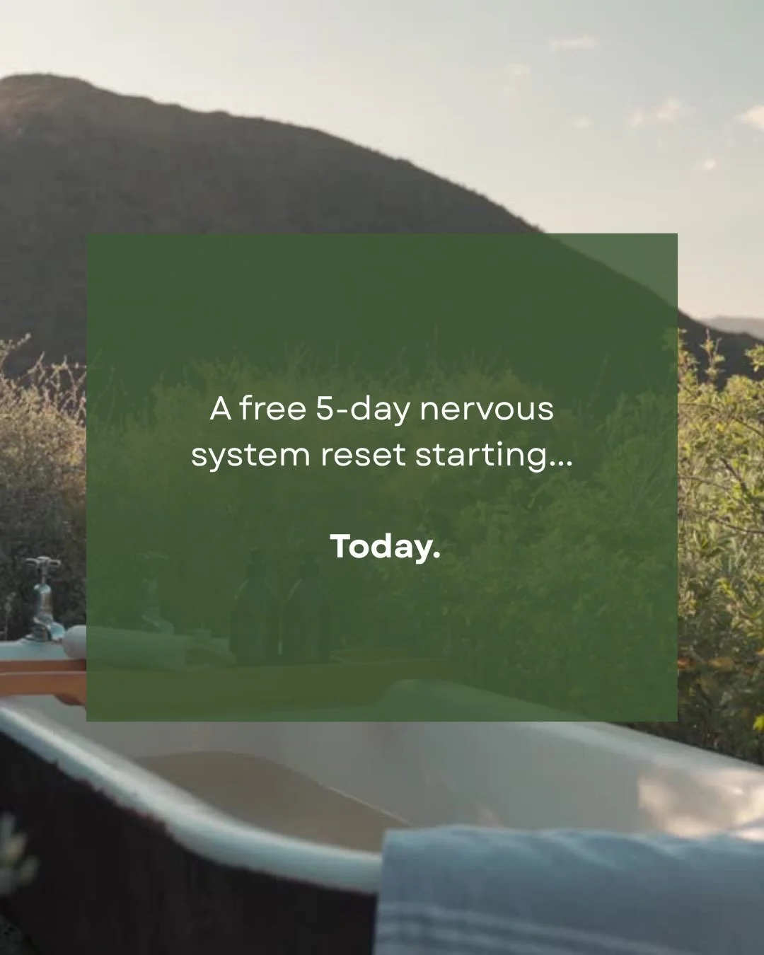 A free 5-day nervous system reset, starting today. 

Enjoy one tiny practice a day, for the next 5 days, all free, all here ✨