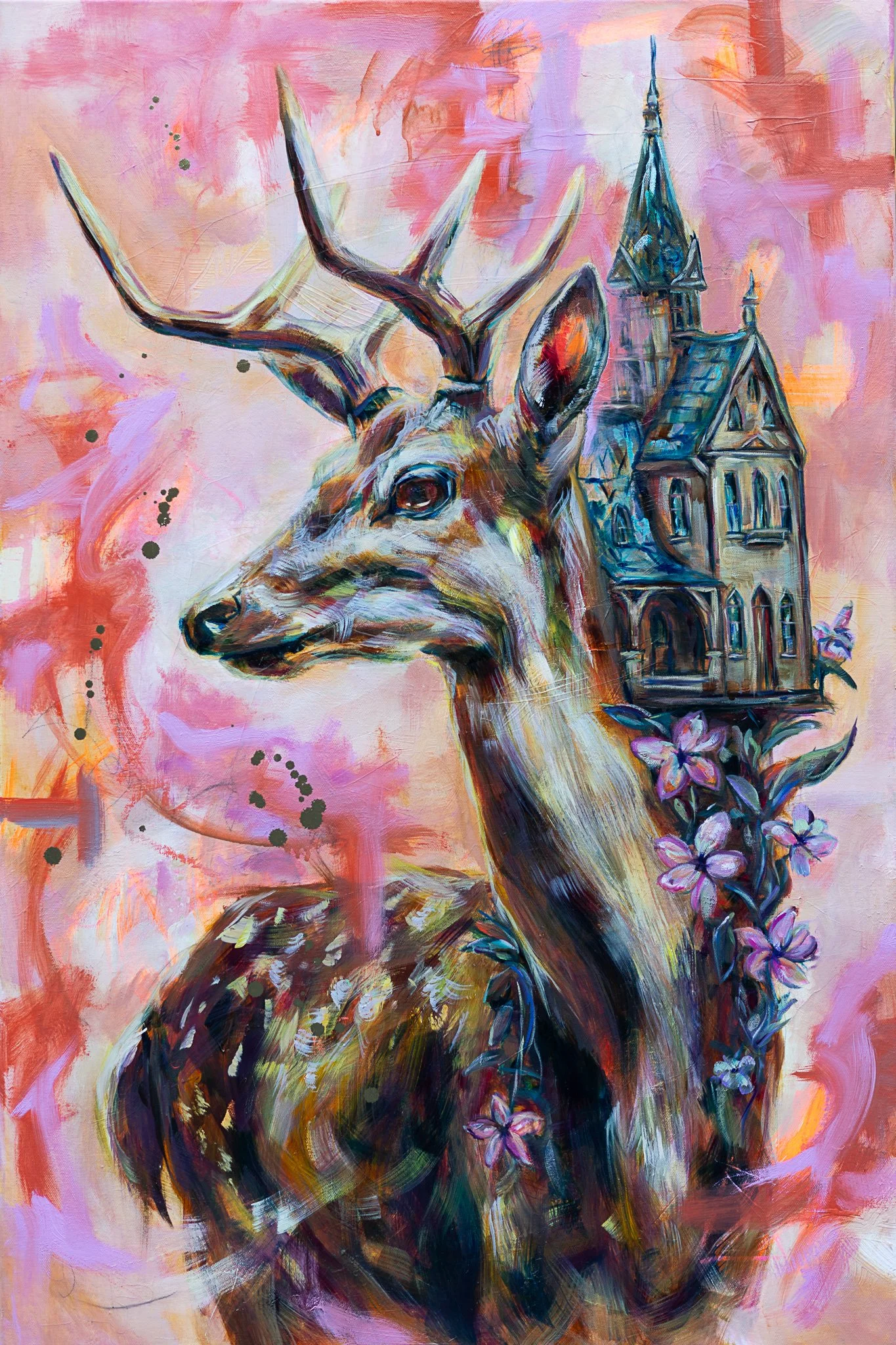 male deer with house on it's back
