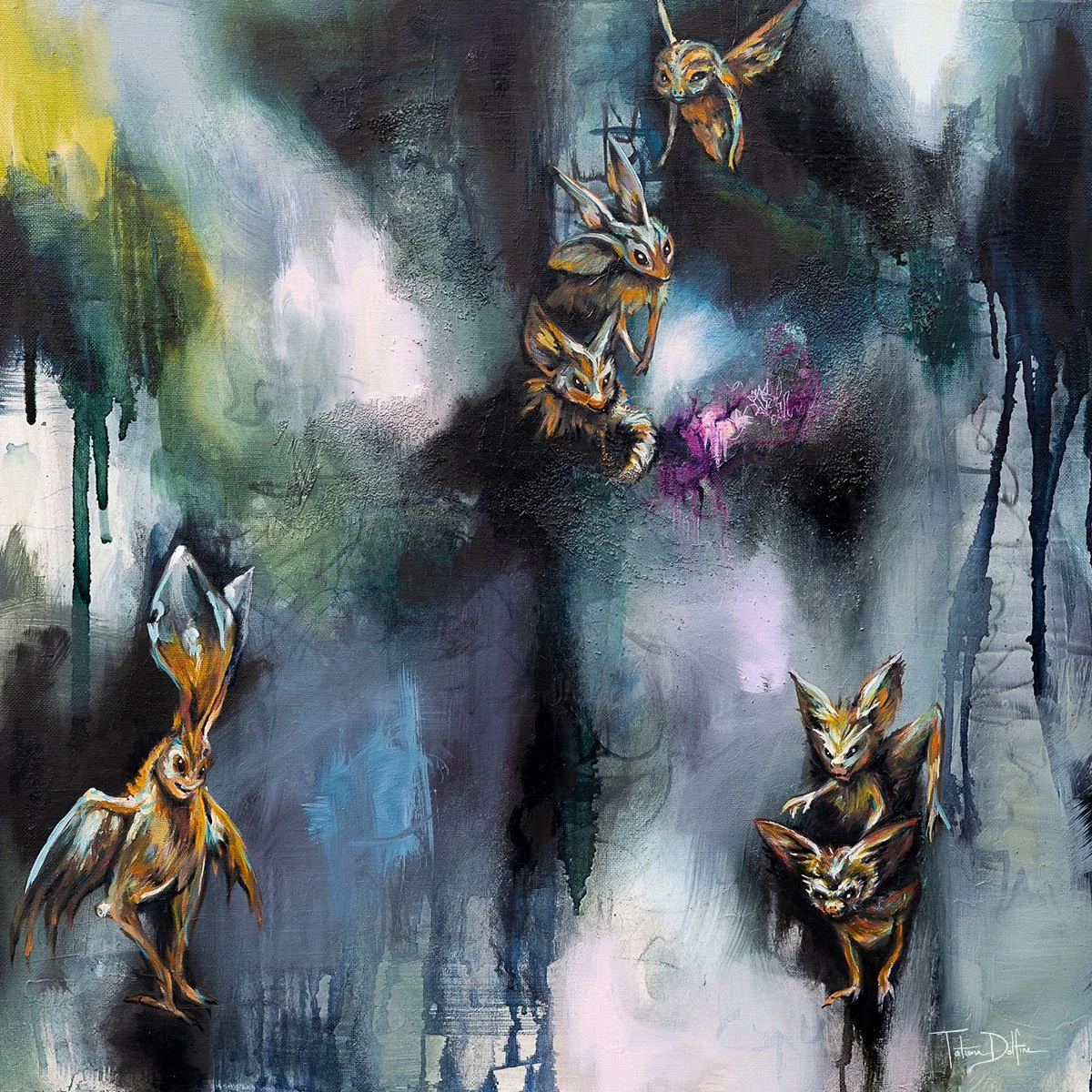 Creatures on an abstract background