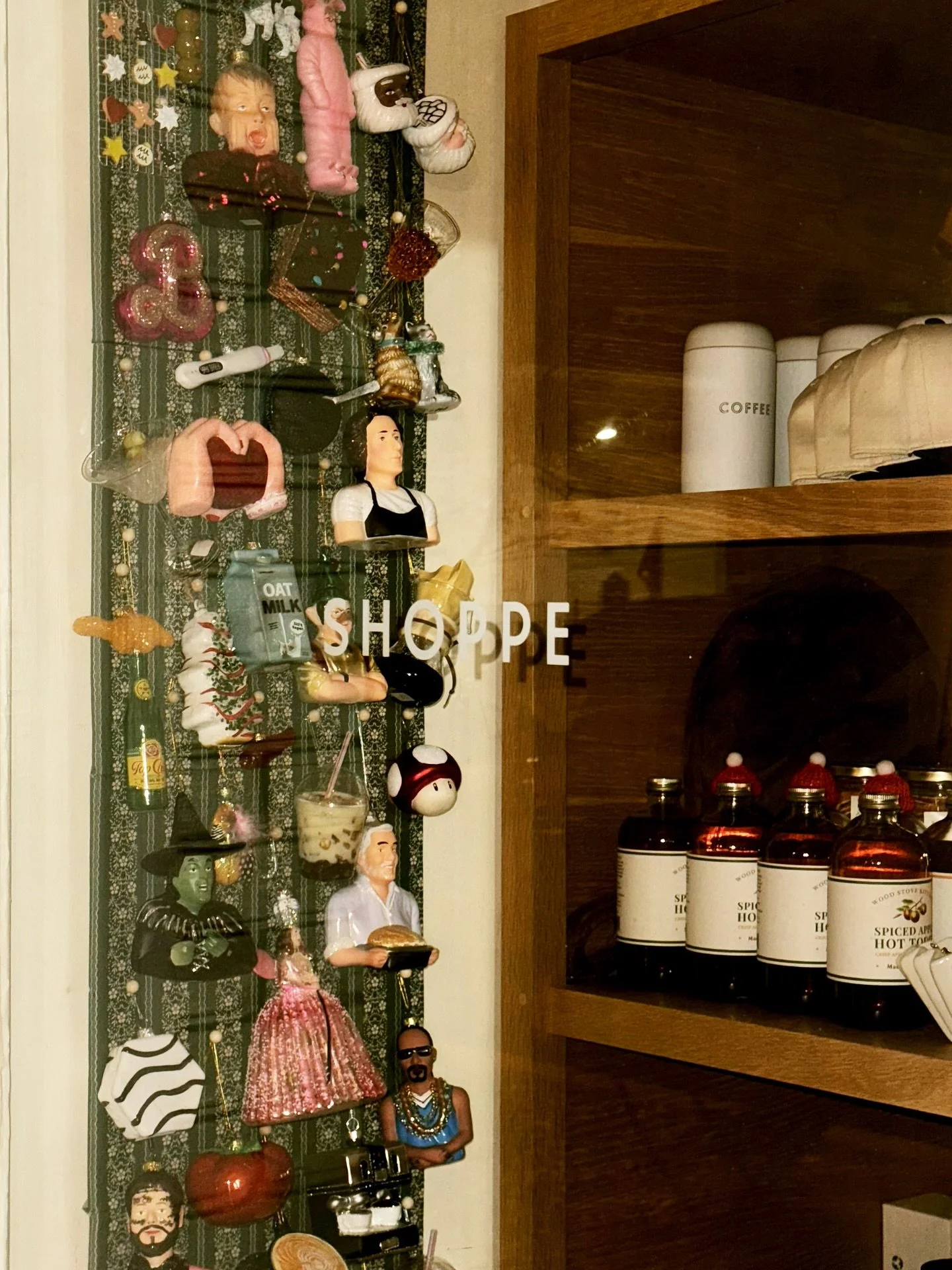 holiday ornaments are out! tuesday christmas mugs arrive today! @harmansdesserts cookies are here! @89thandautumn brought flowers! and @tripine.co + millers vintage goods are popping up tomorrow! and we&rsquo;re in our final week of fall seasonals be