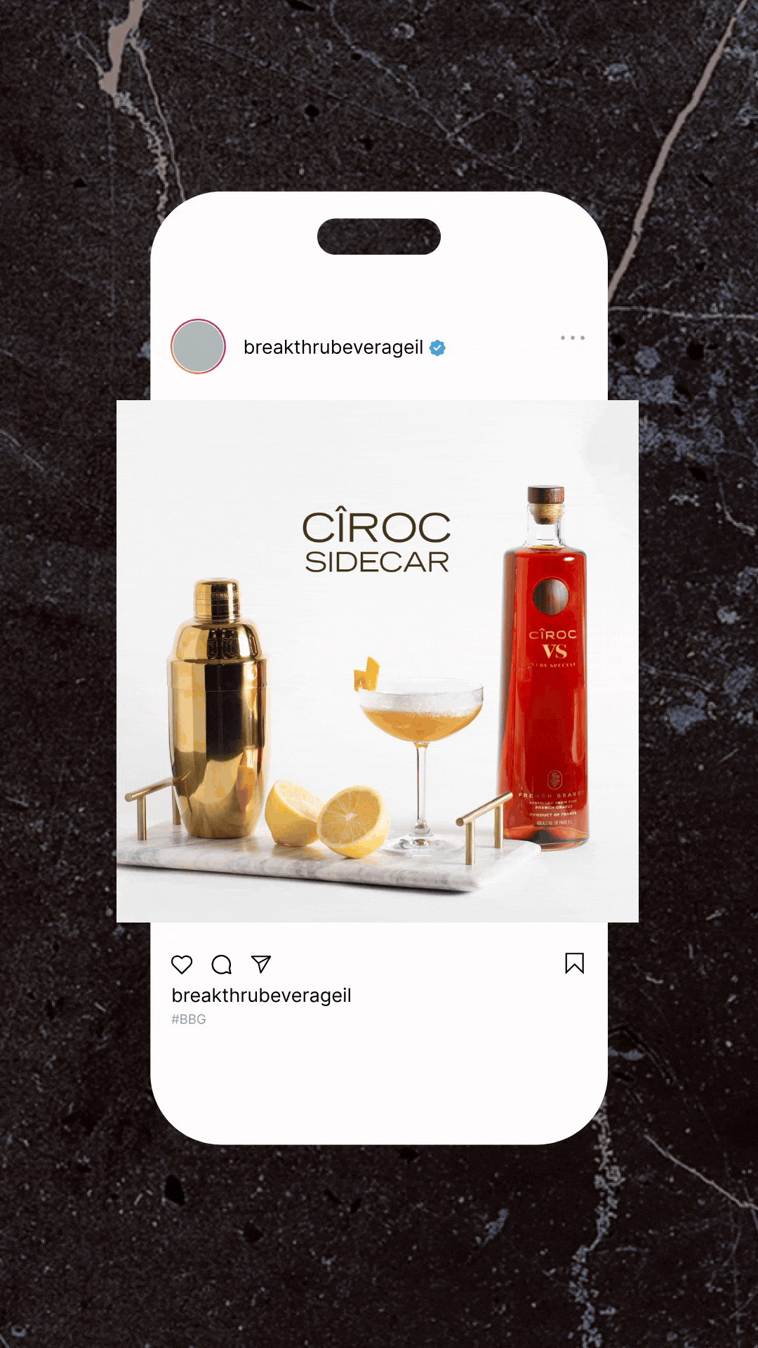 Animated social graphic for Ciroc VS showing four slides explaining recipe.