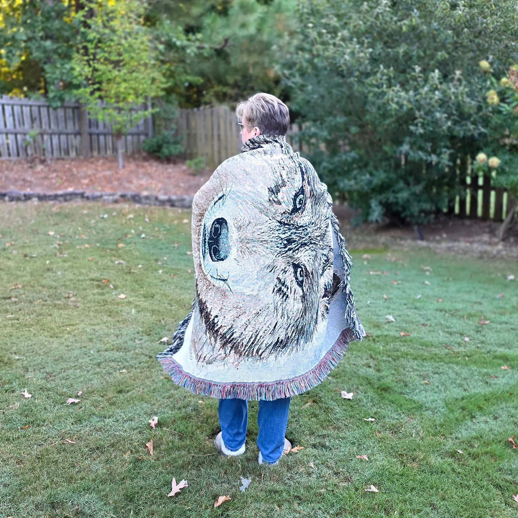 Watercolor-Wolf-Woven-Blanket-Wrapped-Around-Woman-Outside-Sidways-MamaDuck-Art-Beth-Smith.jpg