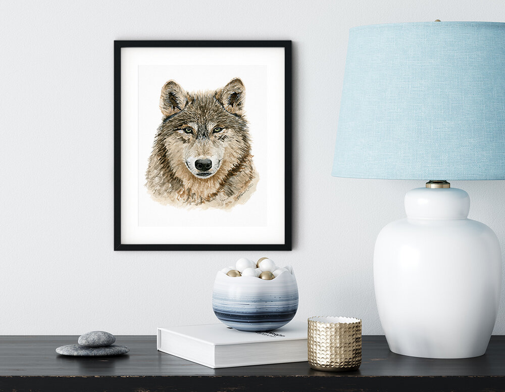 Wolf Intensity" - a vertical watercolor — Art