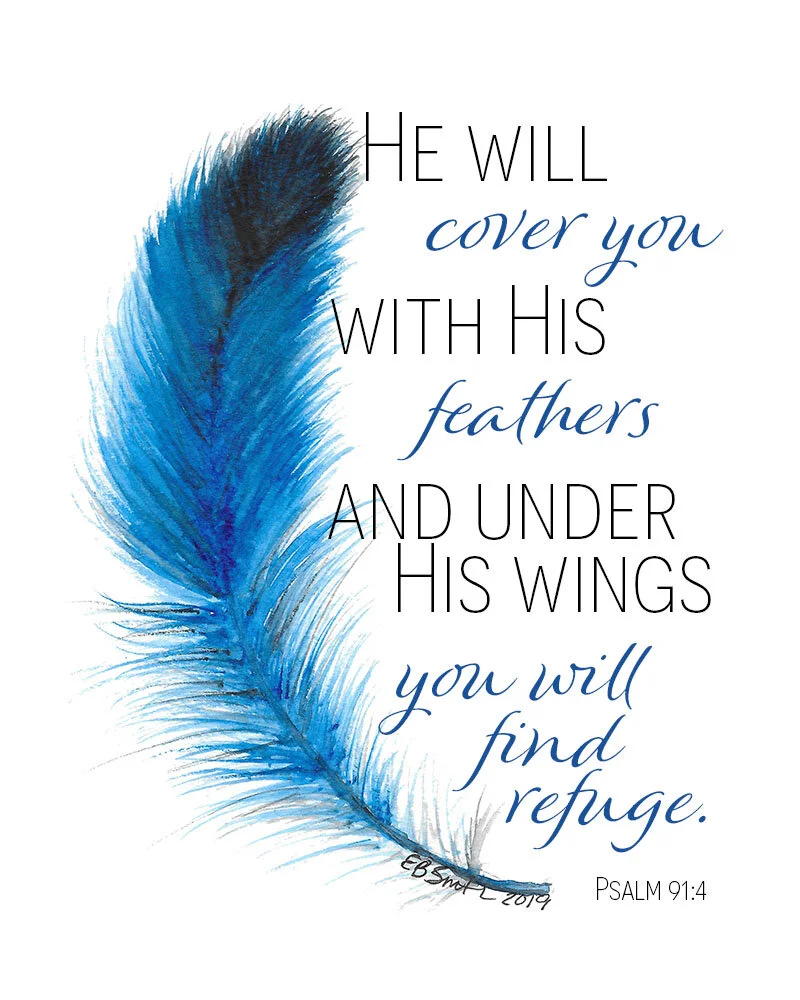 "Psalm 91:4" - a vertical watercolor print — MamaDuck Art