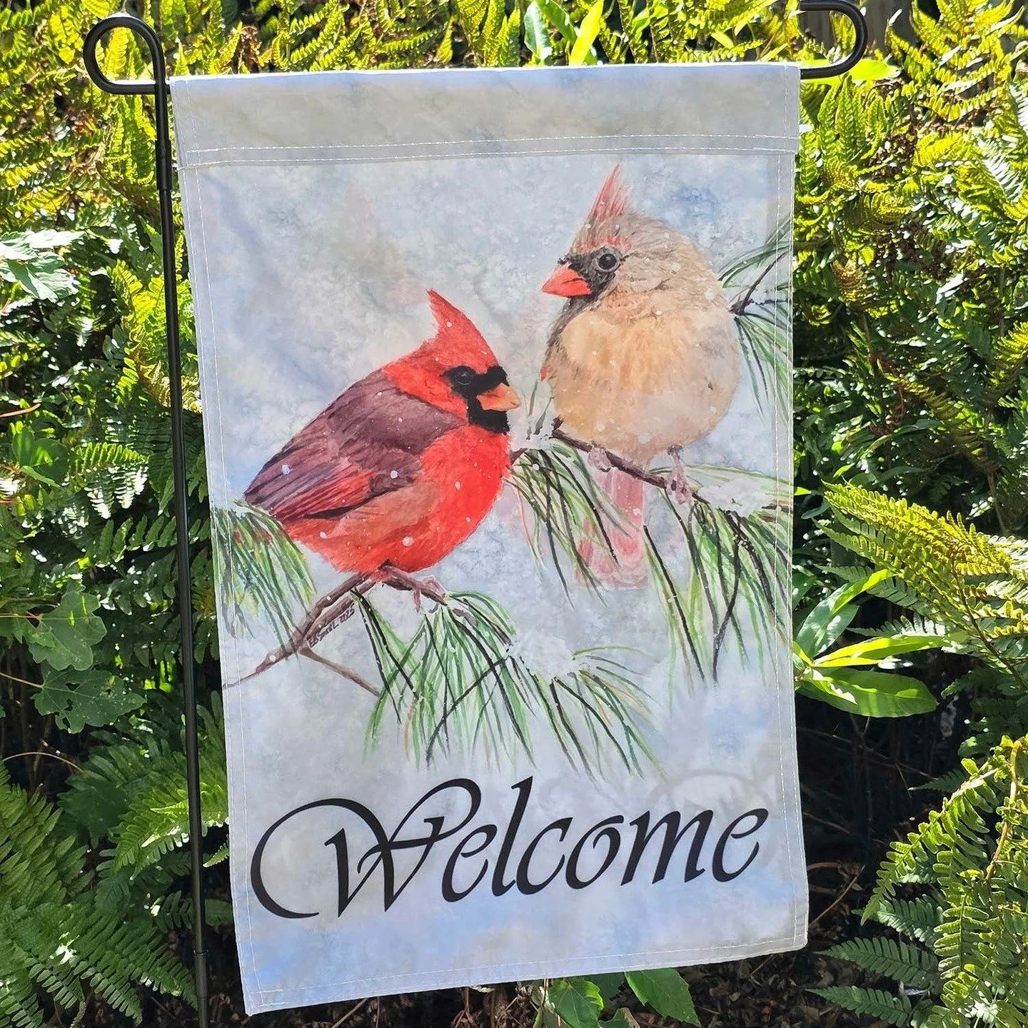 And the final coming soon holiday beauty is our new garden flag! Add a touch of art and heart to your outdoor space with this beautiful garden flag, inspired by the peaceful charm of backyard birds. It's printed with vibrant colors on both sides and