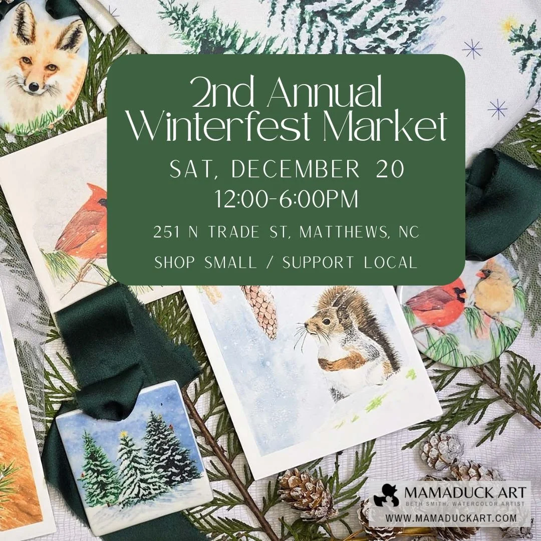 Join me &amp; 80+ other small businesses tomorrow, 12/20, for my last in-person market of 2025! It's the 2nd Annual Winterfest Market @thehangarmatthews in downtown Matthews, NC, hosted by @handcraftedmarketclt. What a great opportunity to grab some 