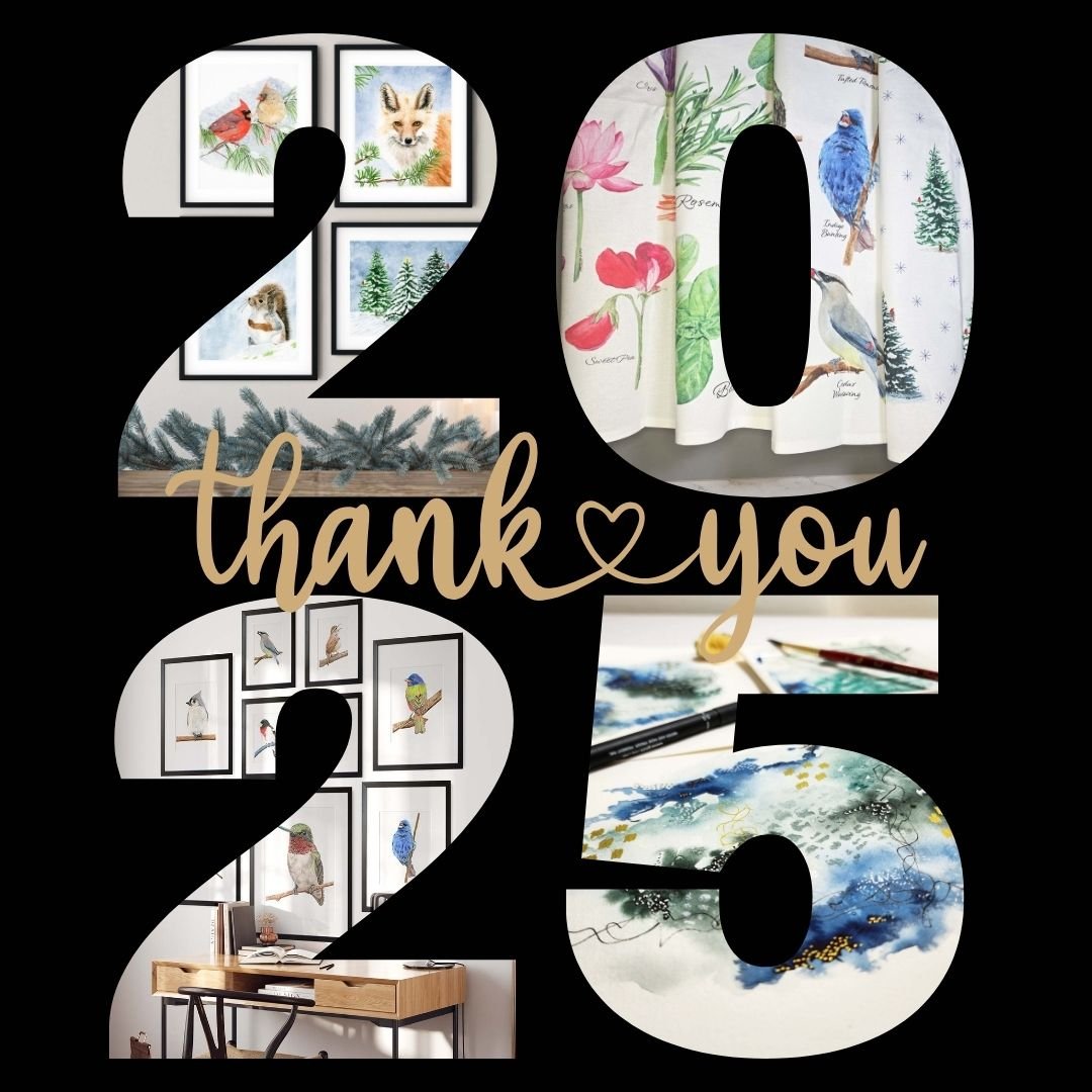 It's New Year's Eve &amp; the end of 2025, so let&rsquo;s do a quick year in review. In 2025, I painted 12 original paintings &amp; created 3 inspirational designs and 1 digital design&hellip; all nature inspired and created from the heart. From thos