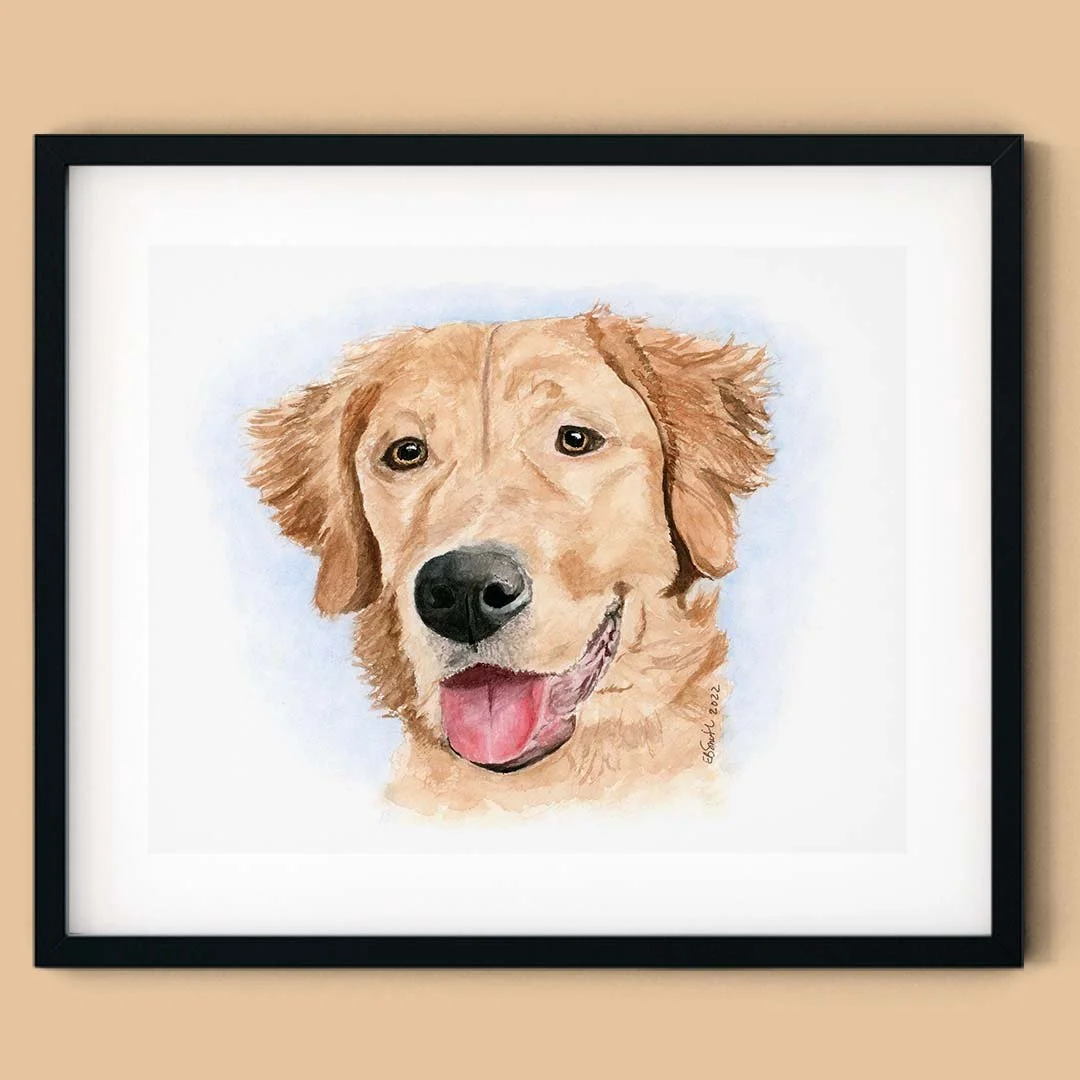 It's National Golden Retriever Day! This painting was a commission for a friend, but it looks just like my sweet Angel, my first studio pup. Anyone who has ever met a Golden has experienced the gracious love, goofy personality, and of course the endl