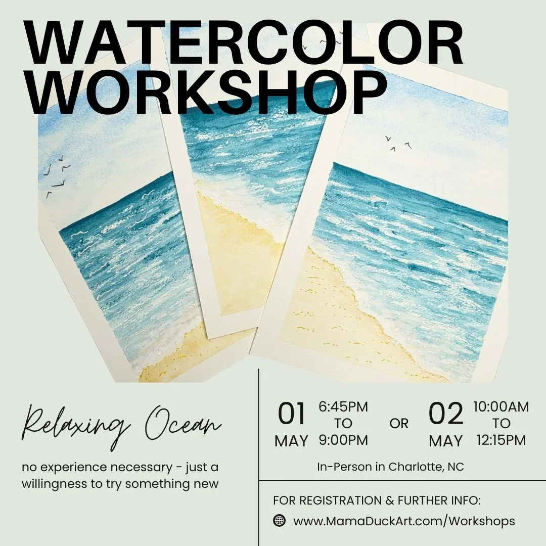 Come paint in person with me in Charlotte, NC! The Saturday session is full, but there are still seats available on Friday, May 1. Register today at the link listed in the image!!

#charlottenc #watercolorworkshop #watercolorclass
