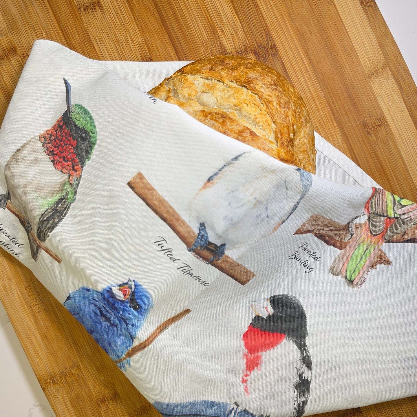 This Watercolor Backyard Birds tea towel was created from the bird series I painted last year. Many of you shared suggestions for birds to paint, and nine of them ended up on this towel. My mom would have loved this towel because she loved watching a