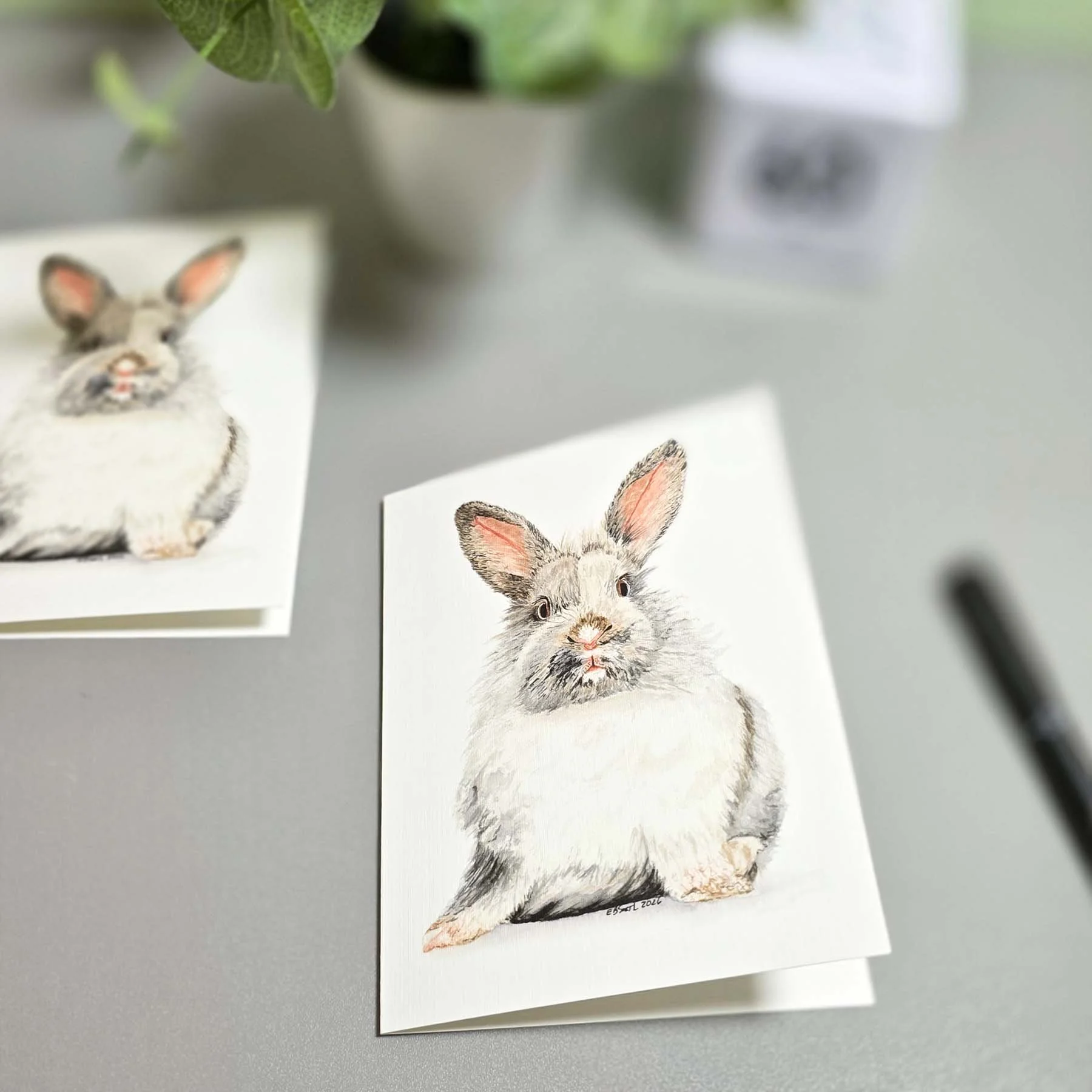 Add a little nature-inspired whimsy to your hand-written connections with this adorable bunny greeting card, created from my "The Face of Innocence" painting. This card would be perfect for sentiments, like "thinking of you," &quo