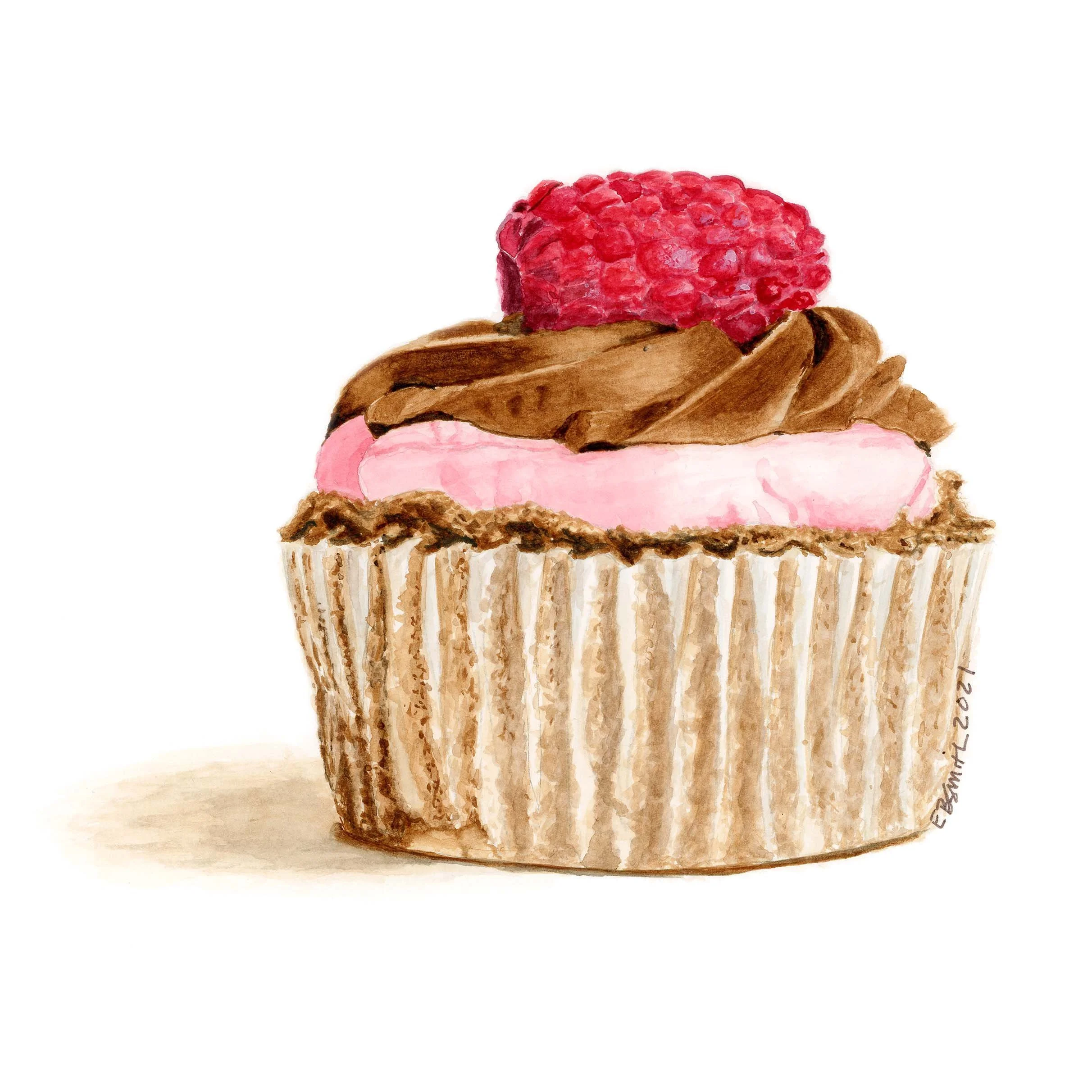 Watercolor-Cupcake-Raspberry-Chocolate-MamaDuck-Art-Beth-Smith.jpg