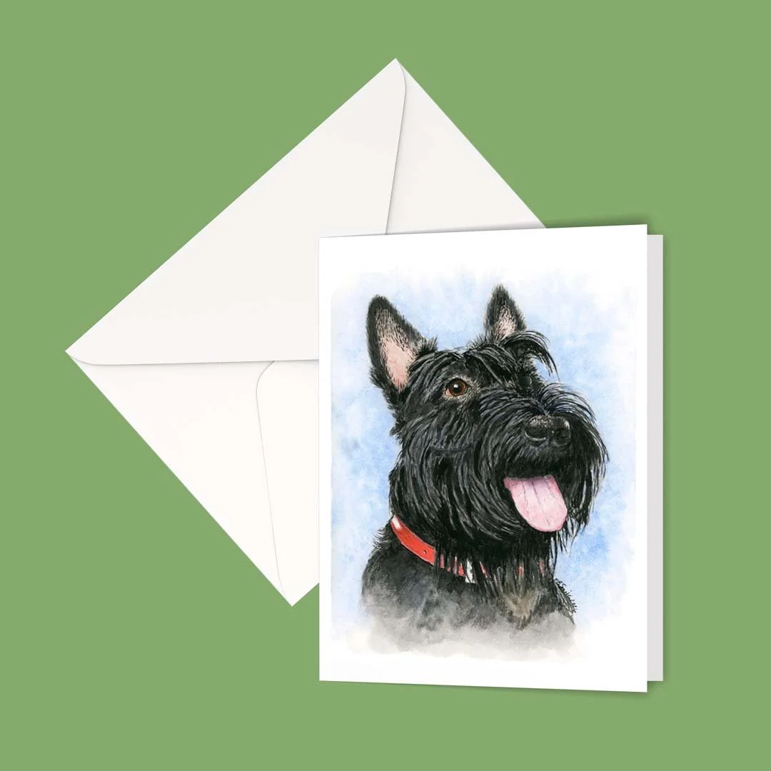 "Scottish Terrier" - a vertical greeting card