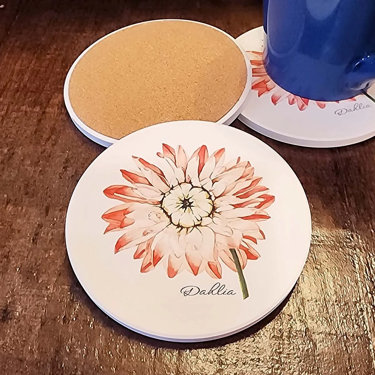 Ceramic-Coaster-Watercolor-Dahlia-Cork-Back-Mug-Wood-Table-MamaDuck-Art-Beth-Smith.jpg