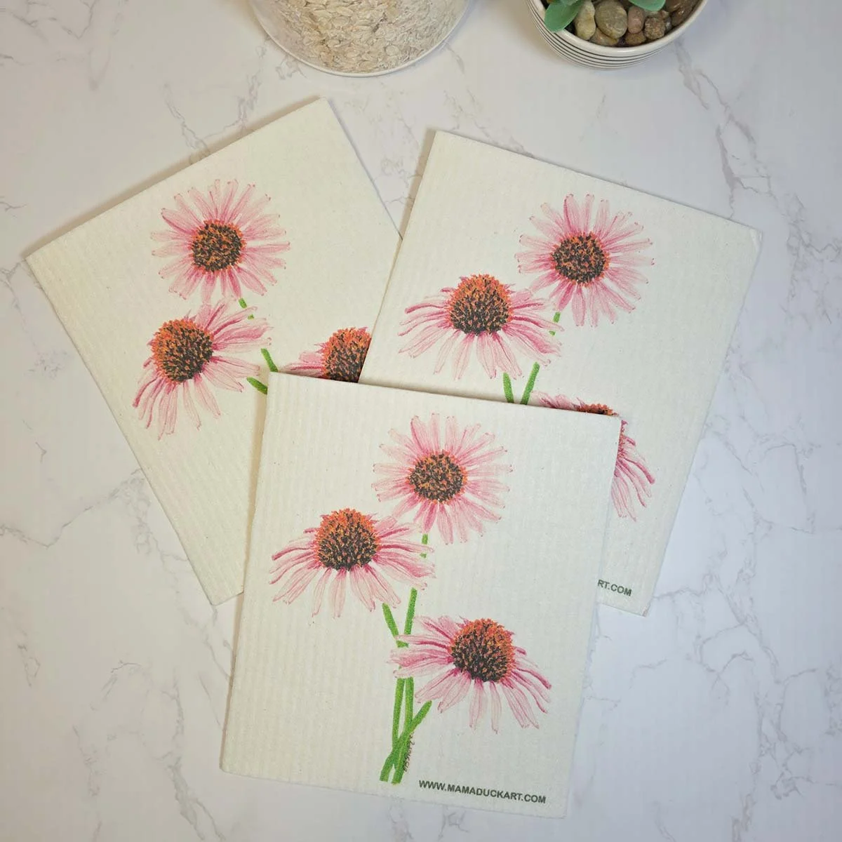 Watercolor-Coneflower-3-Pack-Swedish-Dishcloths-Counter-MamaDuck-Art-Beth-Smith.jpg