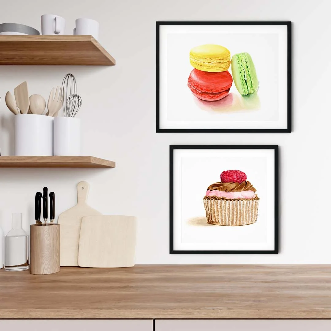 Watercolor-Cupcake-Macarons-Paintings-Kitchen-Setting-MamaDuck-Art-Beth-Smith.jpg