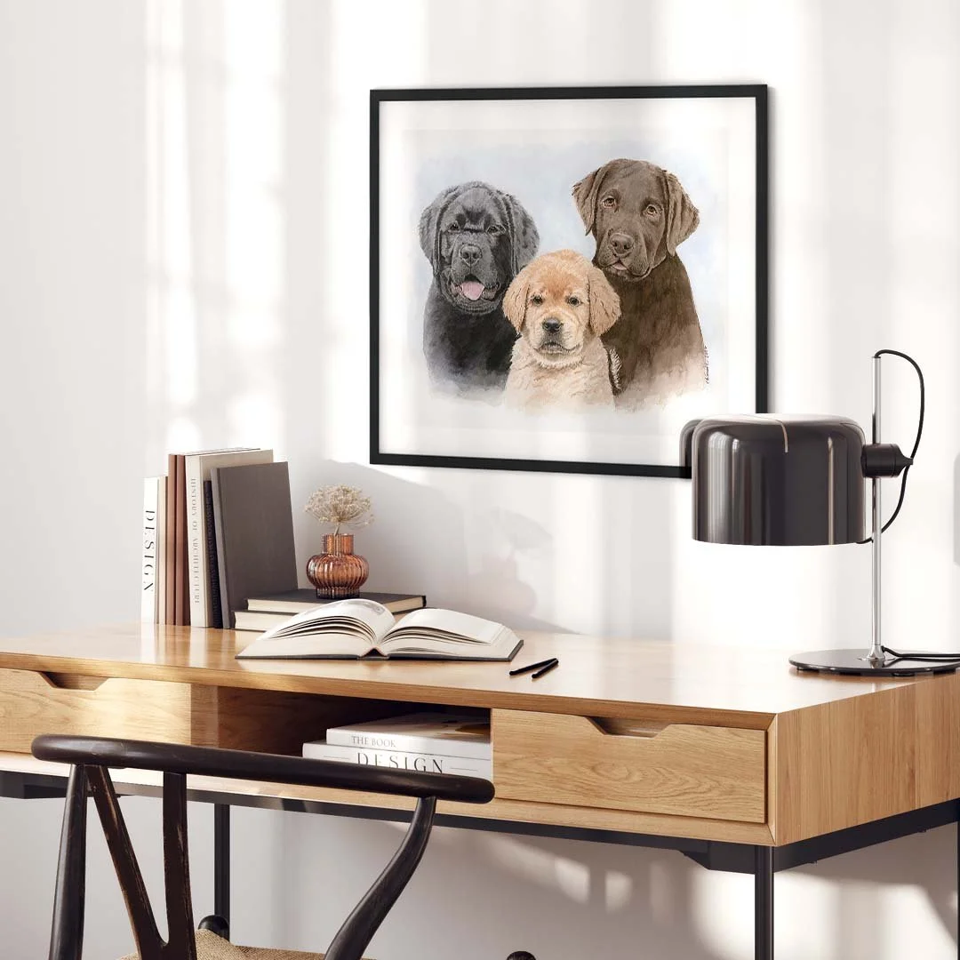 Watercolor-Labrador-Retriever-Puppies-Fine-Art-Print-Black-Frame-Matted-Desk-Books-Lamp-MamaDuck-Art-Beth-Smith.jpg