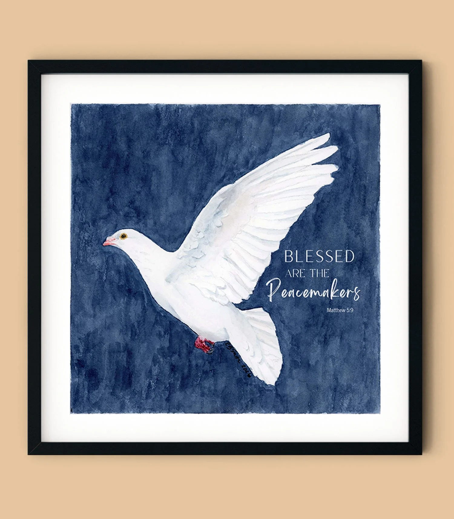 "Blessed Are The Peacemakers" - a square watercolor print