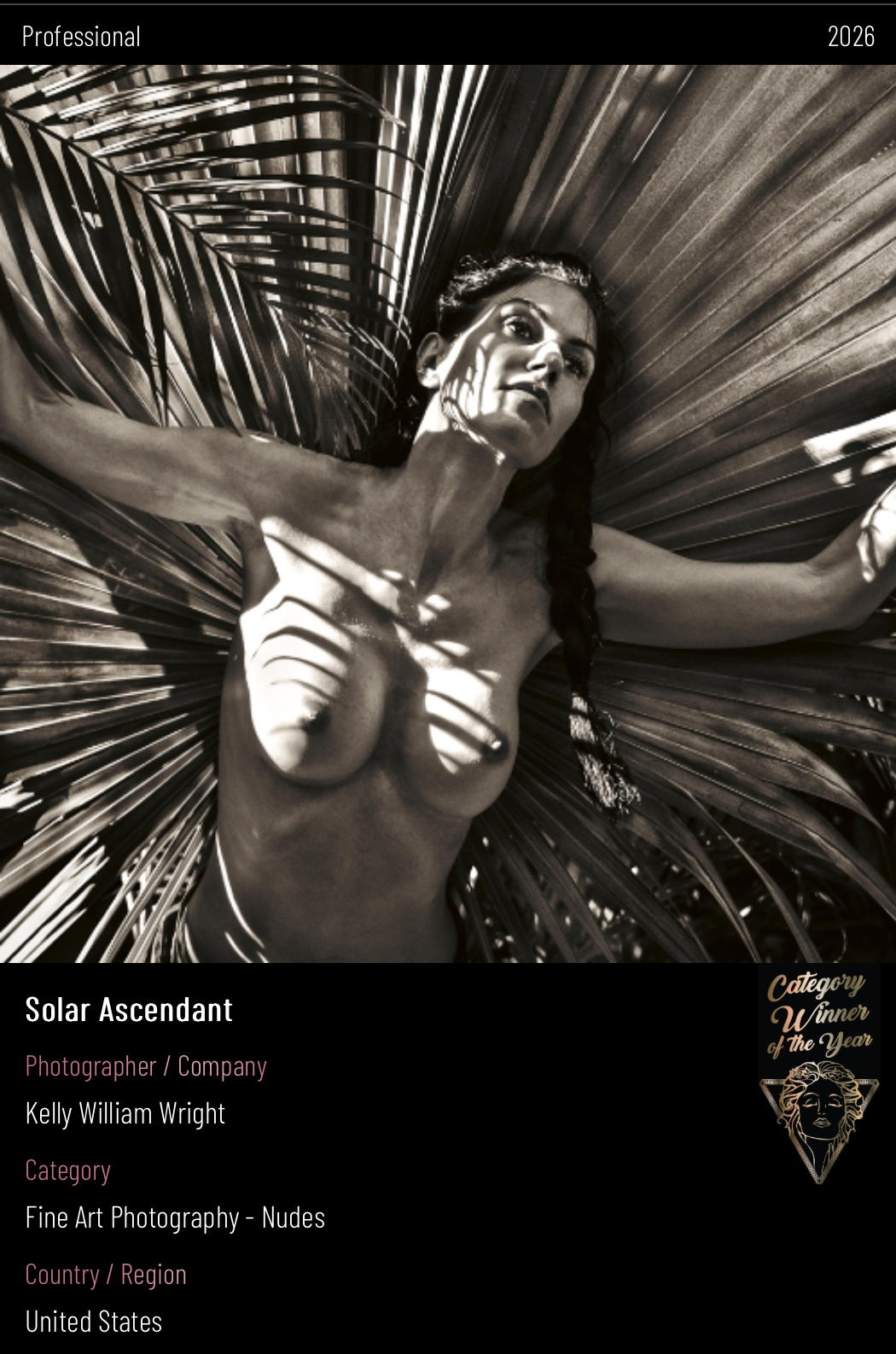 Kelly William Wright Named “FINE ART PHOTOGRAPHER OF THE YEAR” — A Historic Triumph for Contemporary Art