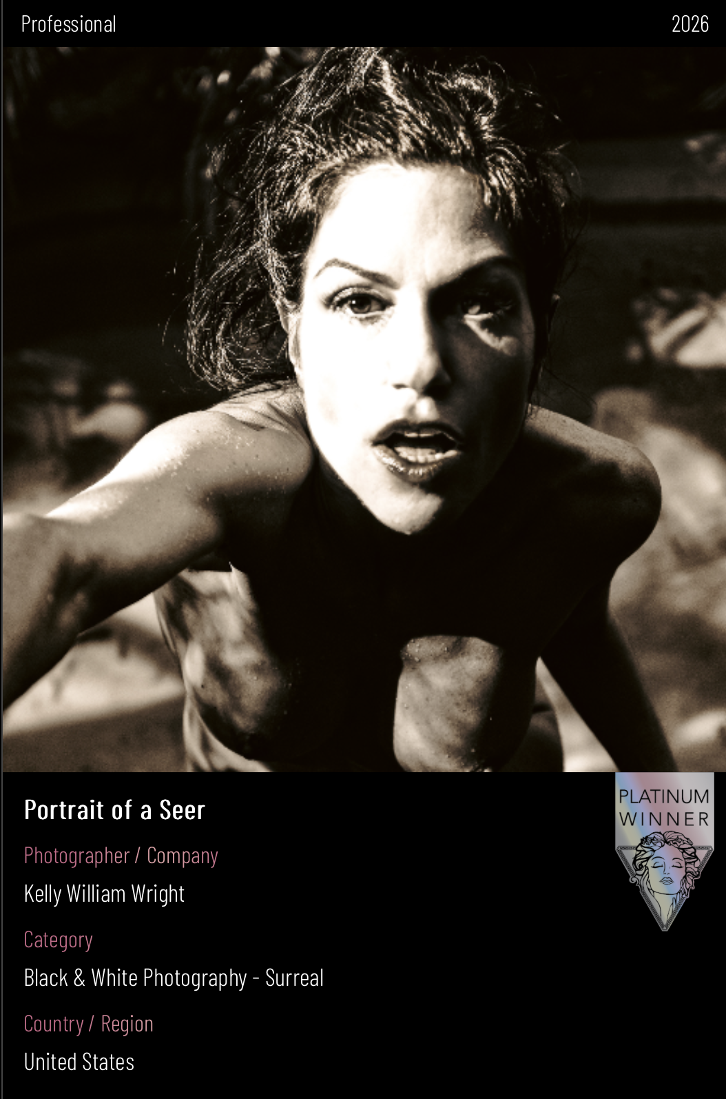 “Portrait of a Seer” Mesmerizes Jurors - takes Double Platinum and 6 Gold MUSE Photography Awards