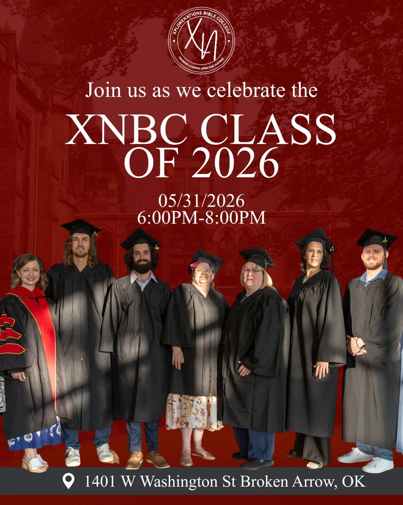 YOU are all invited to help us celebrate the XNBC graduating class of 2026! May 31st 6pm-8pm at Glass Chapel. We can&rsquo;t wait to see all the things that God has in store for these graduates.