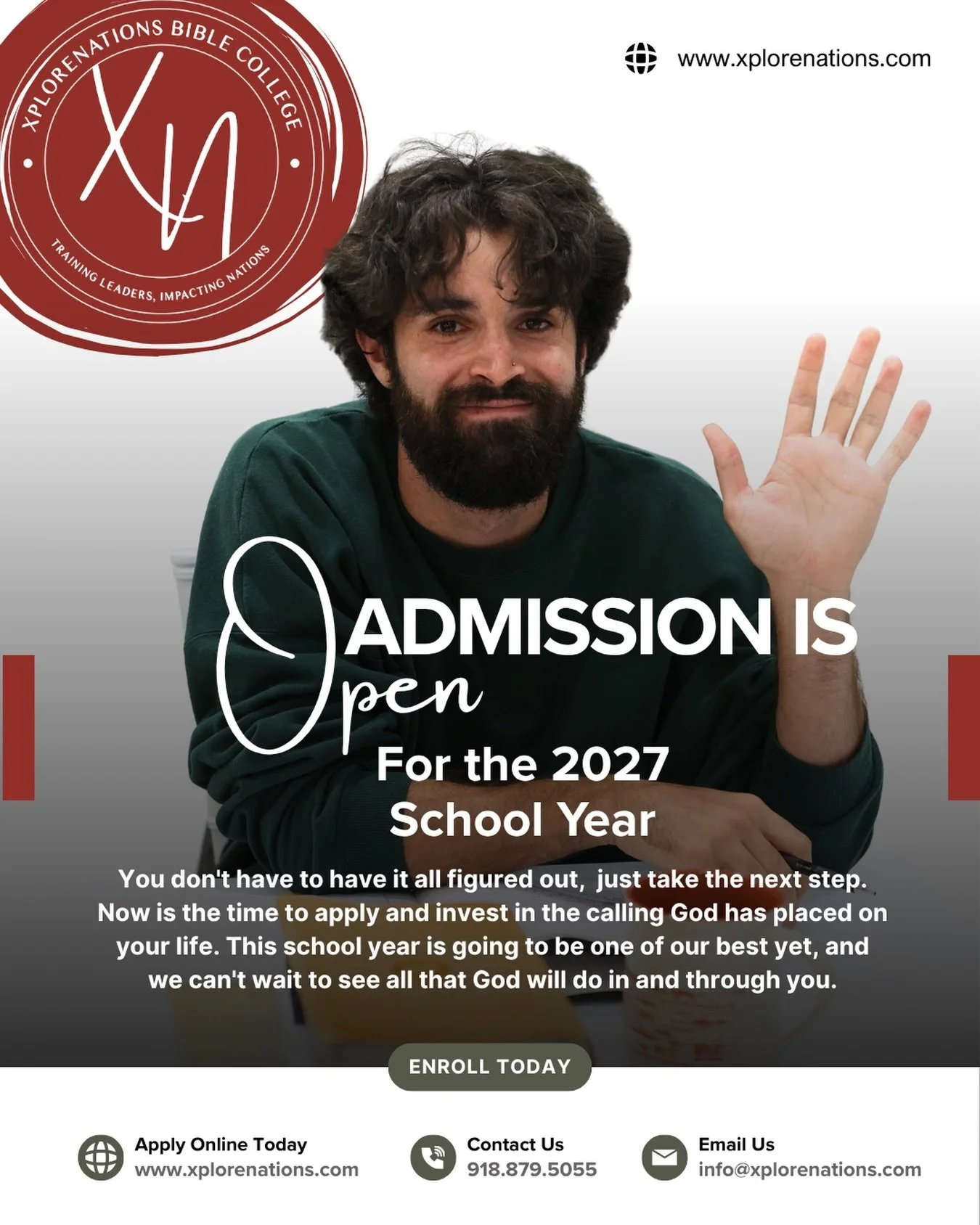 ADMISSIONS ARE NOW OPEN!

Your future is waiting, and God will meet you right where you are.

At XNBC, you&rsquo;ll be equipped &amp; challenged, to grow in your faith, discover your calling, and become the leader God has created you to be. Whether y