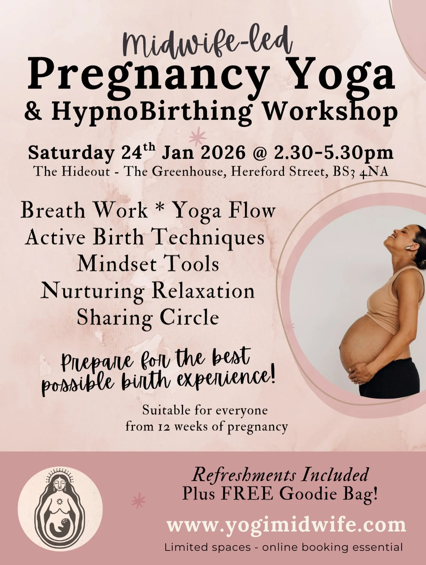 Here it is - my first event of 2026 and I&rsquo;m so excited to run my updated and popular Pregnancy Yoga &amp; HypnoBirthing workshop!

Come and join a circle of mothers for an immersive and interactive workshop as you prepare for the biggest journe