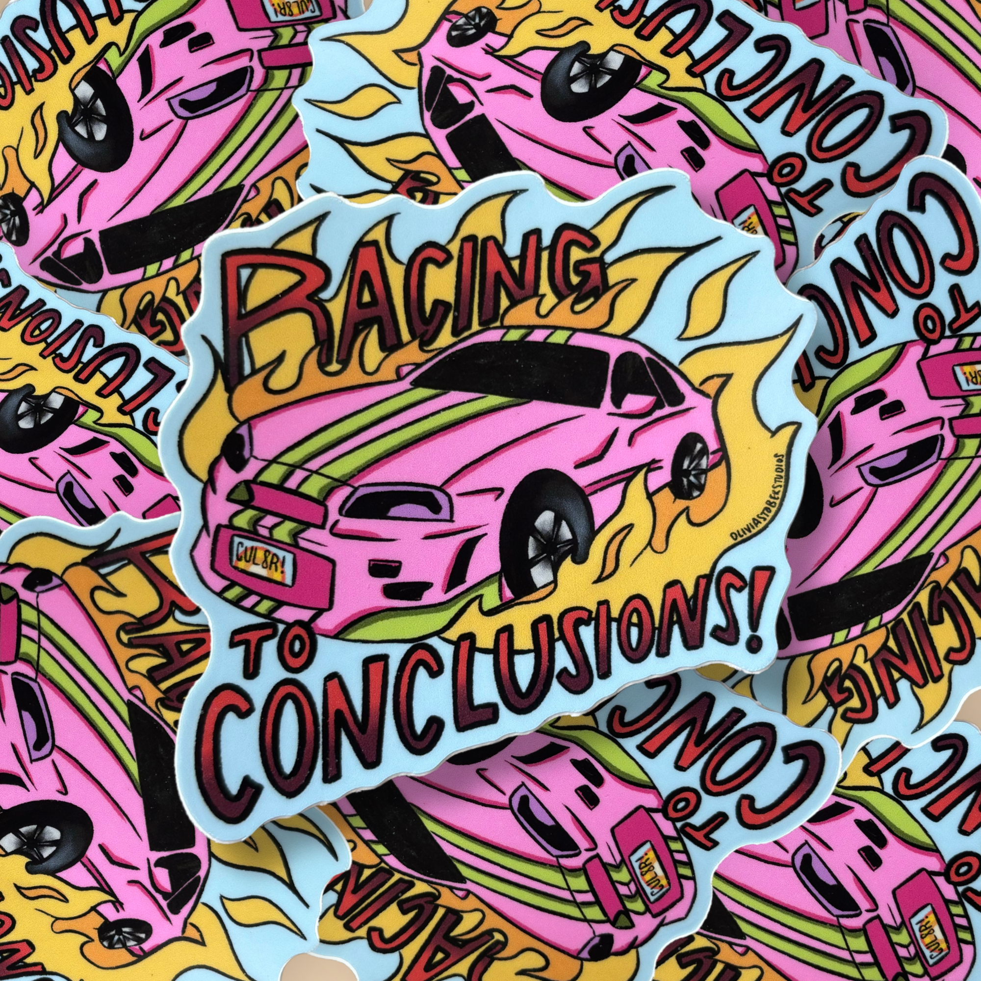 Racing to Conclusions Sticker