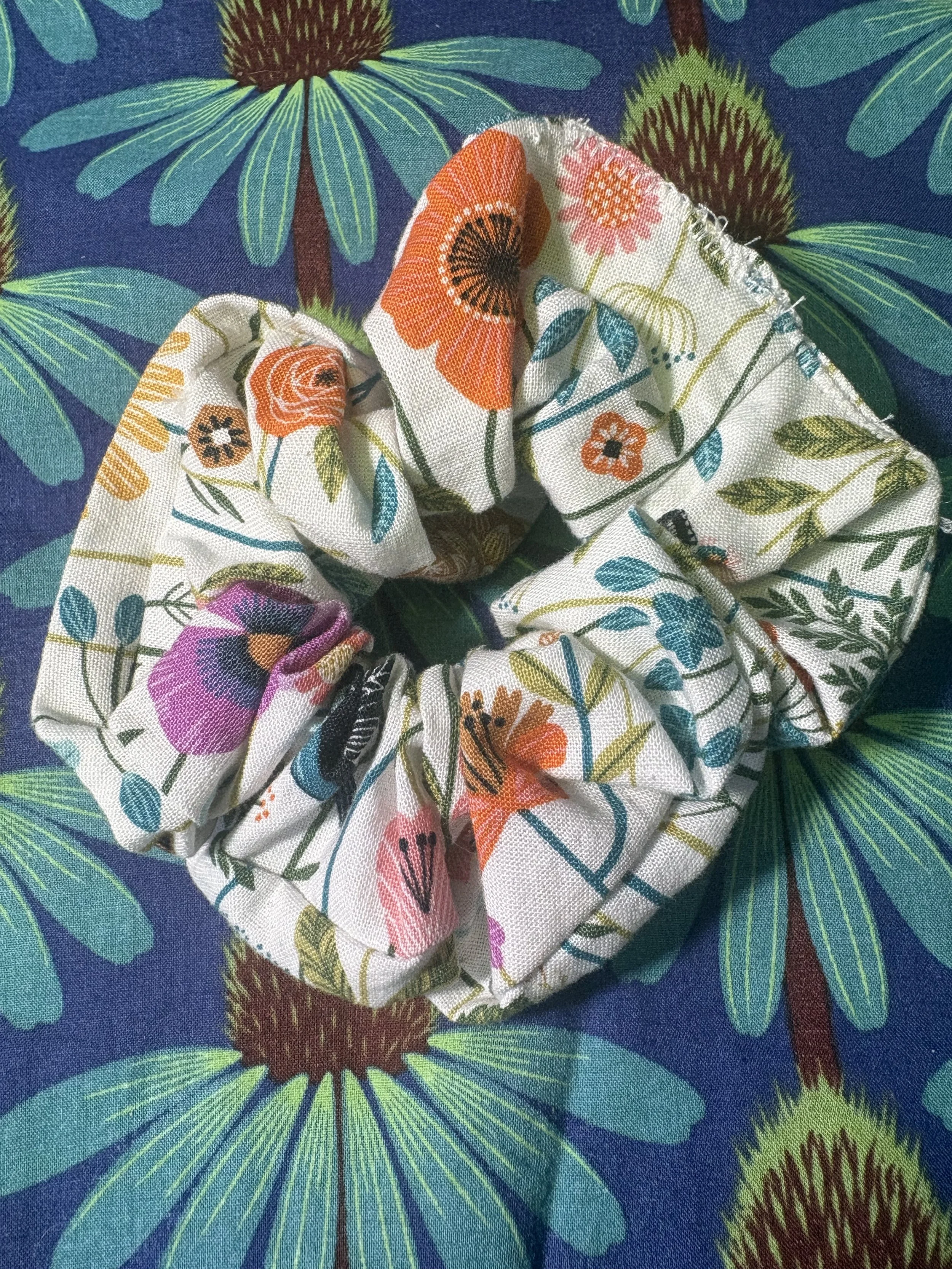 Colourful Garden Cotton Scrunchie