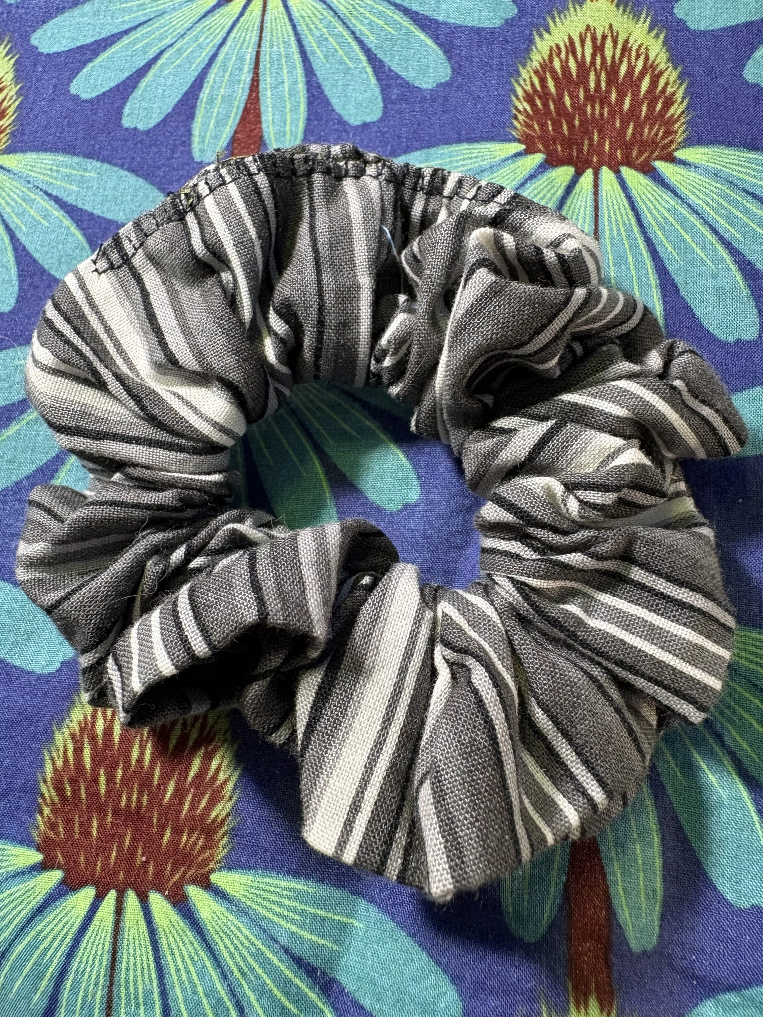 Grey Stripes Cotton Scrunchie