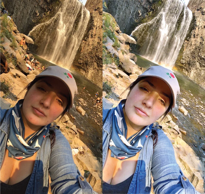 Escape from Wildfire Glow. Color and temperature correction as well as removal of the people located in the background.