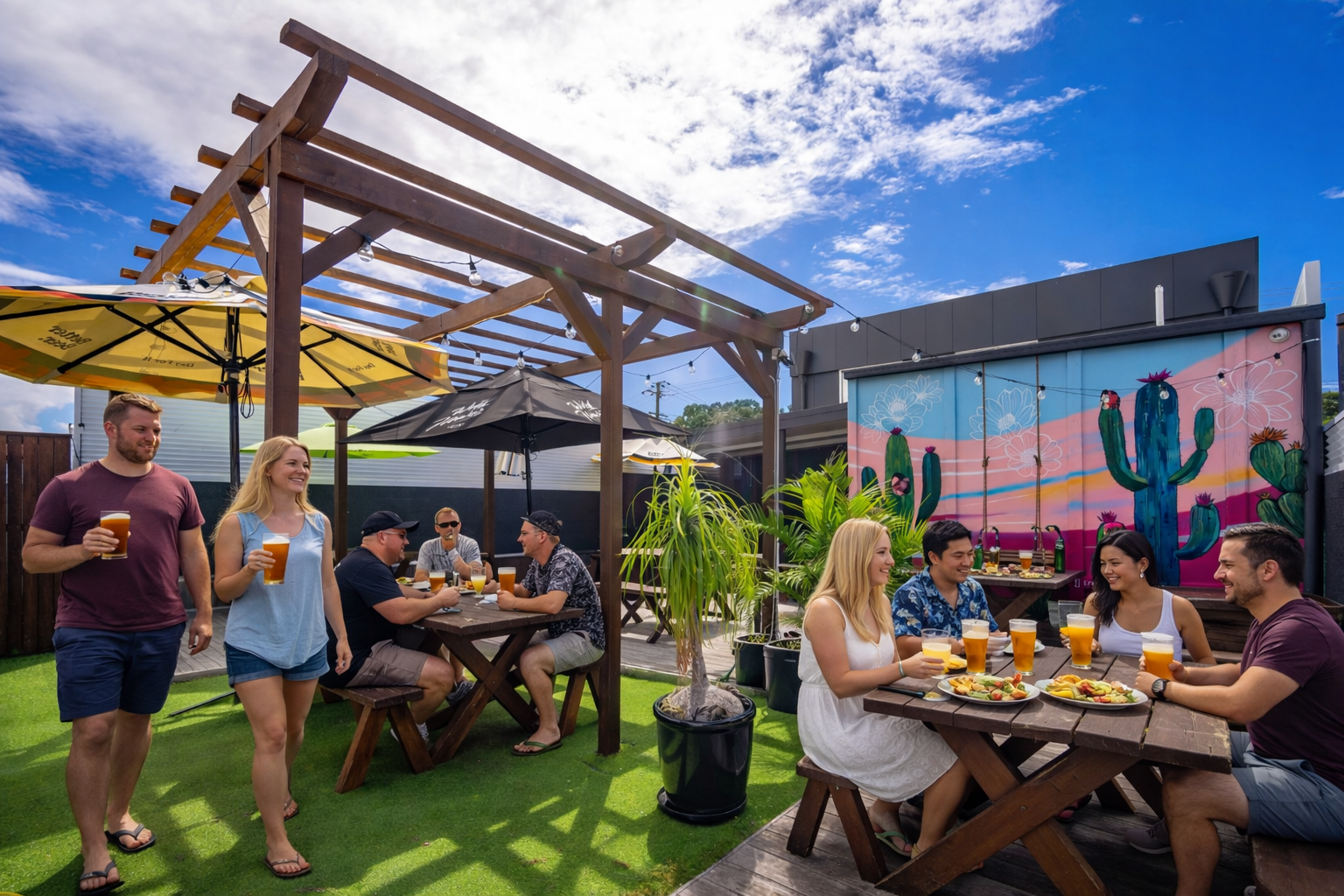 Sunny patio dining with friends.png