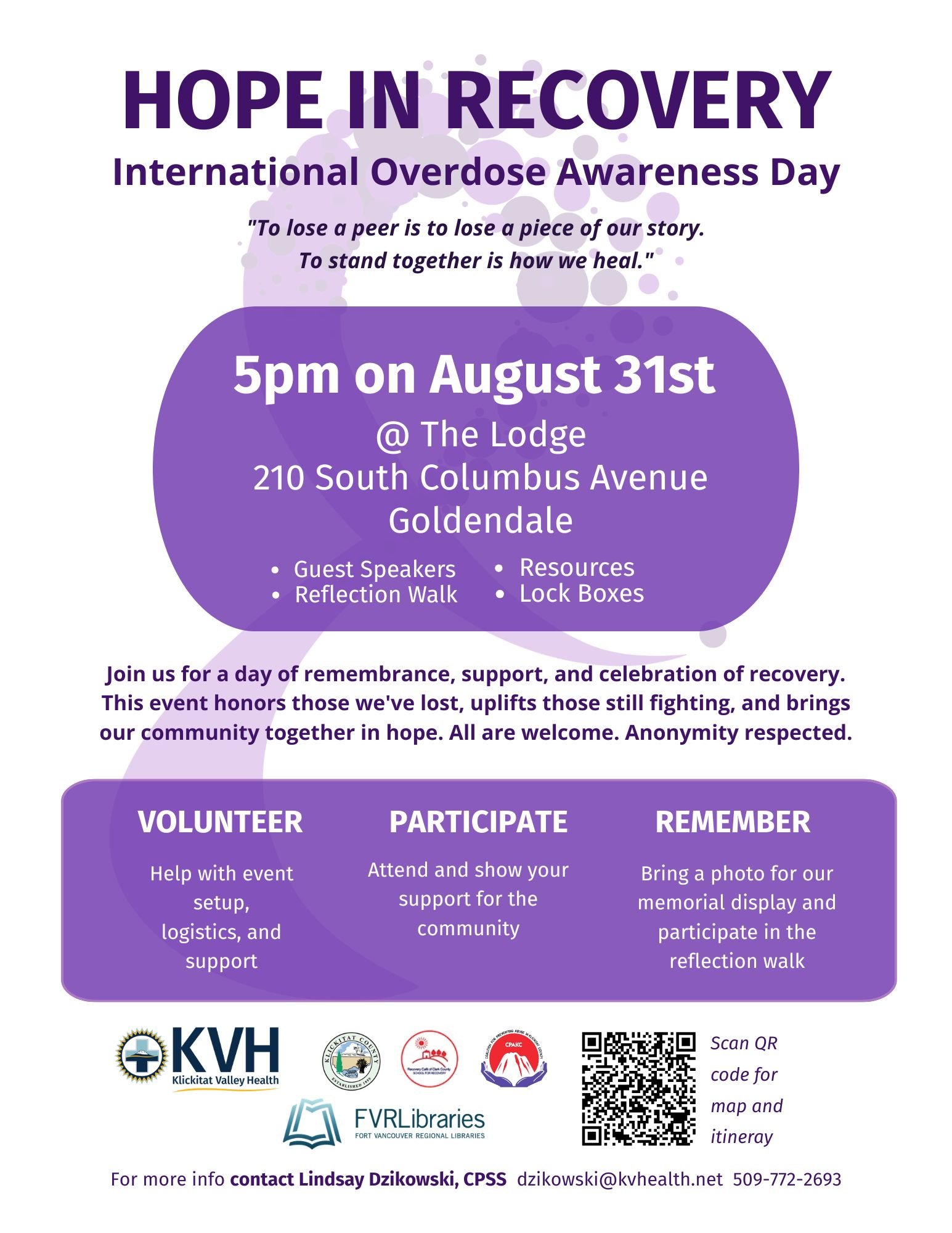 Hope in Recovery, Overdose Awareness Day
