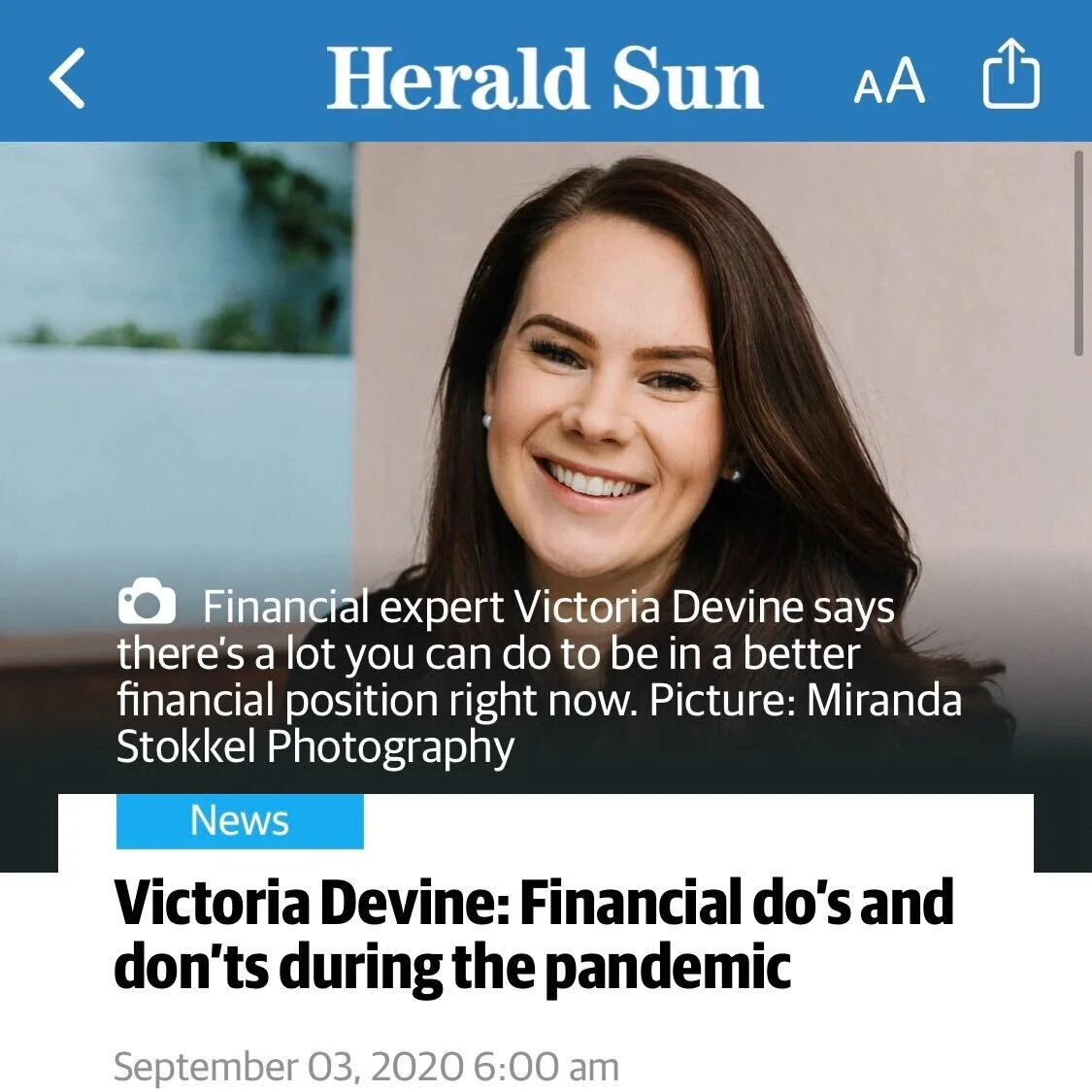 herald Sun: Financial do’s and don’ts during a pandemic with She’s on the Money’s Victoria Devine