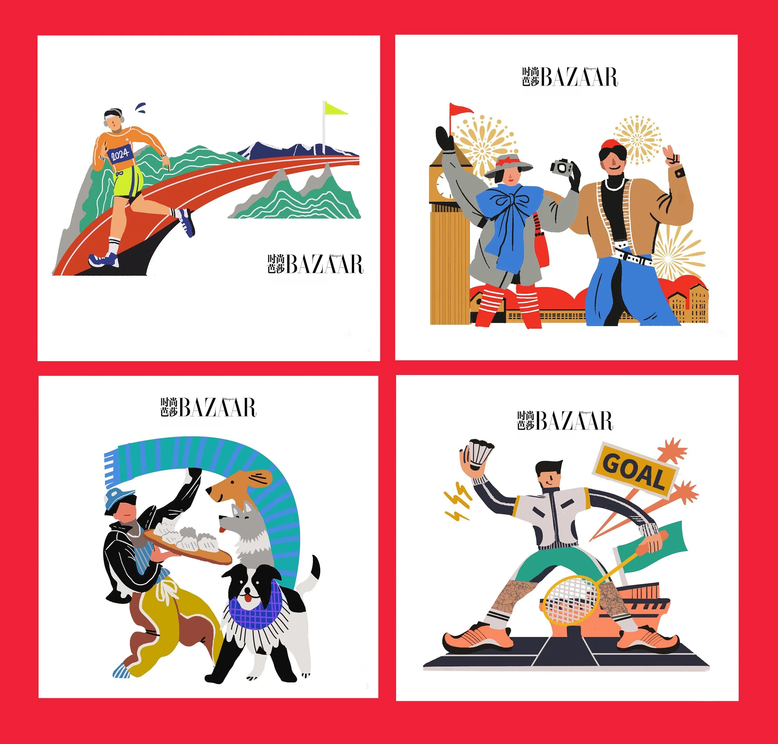 Ono itoe_Caper Illustration Agency _ Illustration & Animation_editorial_graphic_sticker_pattern_icon_colourful_people_retro_classic_lifestyle_city_fasion_new year edition_Harper‘s BAZAAR_illustration of inner pages-4.jpg