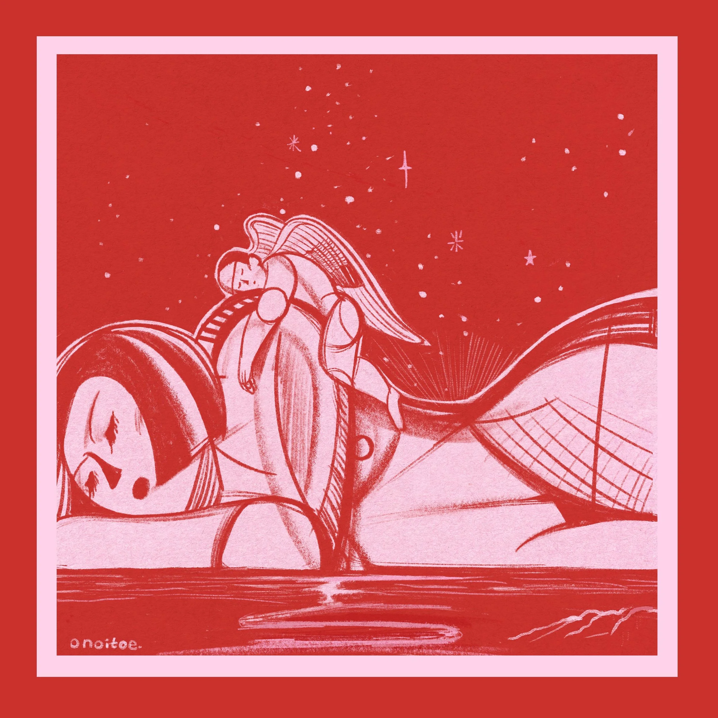 Ono itoe_Caper Illustration Agency _ Illustration & Animation_people_portrait_figurative_emotion_graphic_printmaking_poster_colourful_red_pink_Fragments d’un discours amoureux_恋人絮语 3.jpg